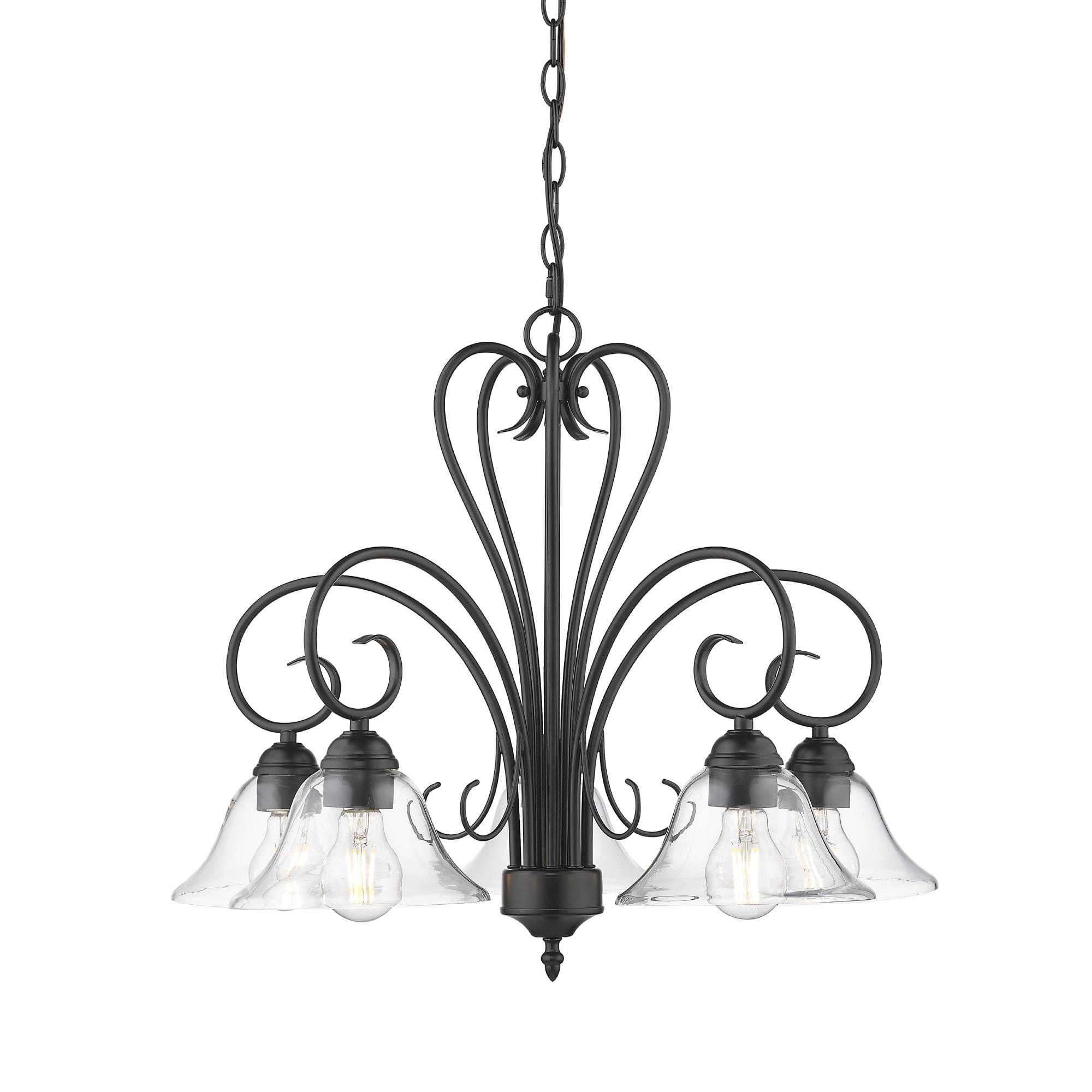 Golden Lighting Homestead 5-Light Chandelier in Matte Black with Clear Glass