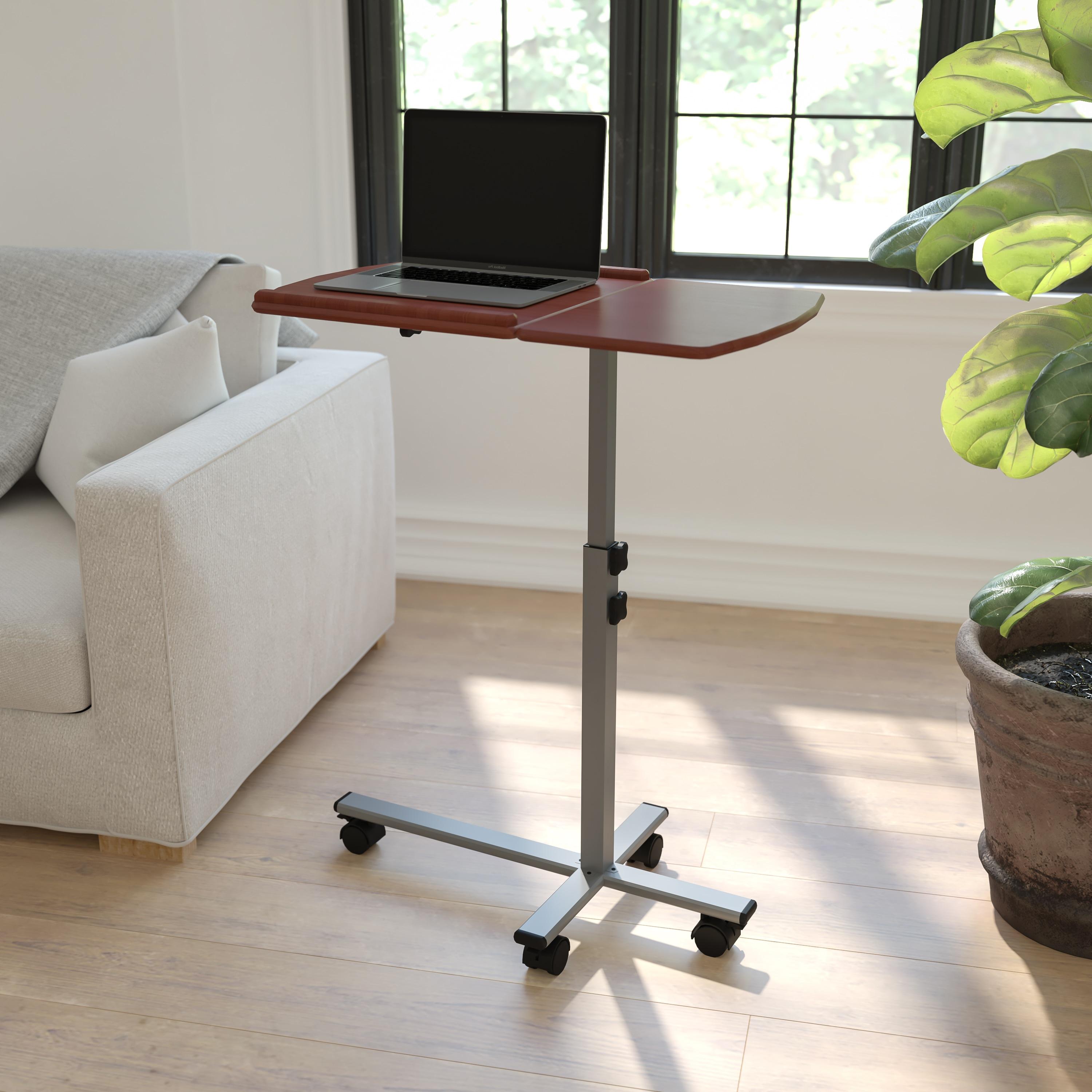 Robertson Angle and Height Adjustable Mobile Laptop Computer Table with Cherry Top