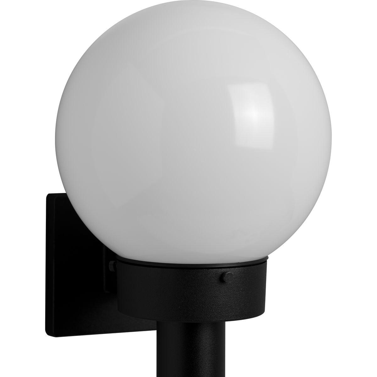 Progress Lighting Acrylic Globe 1-Light Wall Torch, Black Finish, White Globe