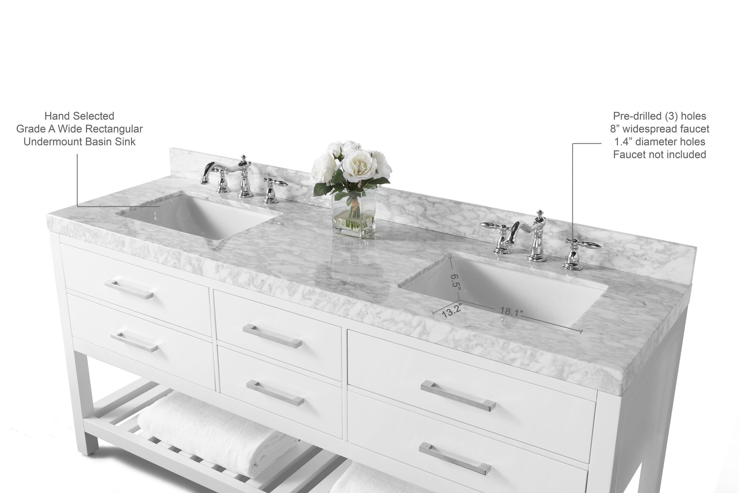 Elizabeth 72'' White Double Vanity with Carrara Marble Top