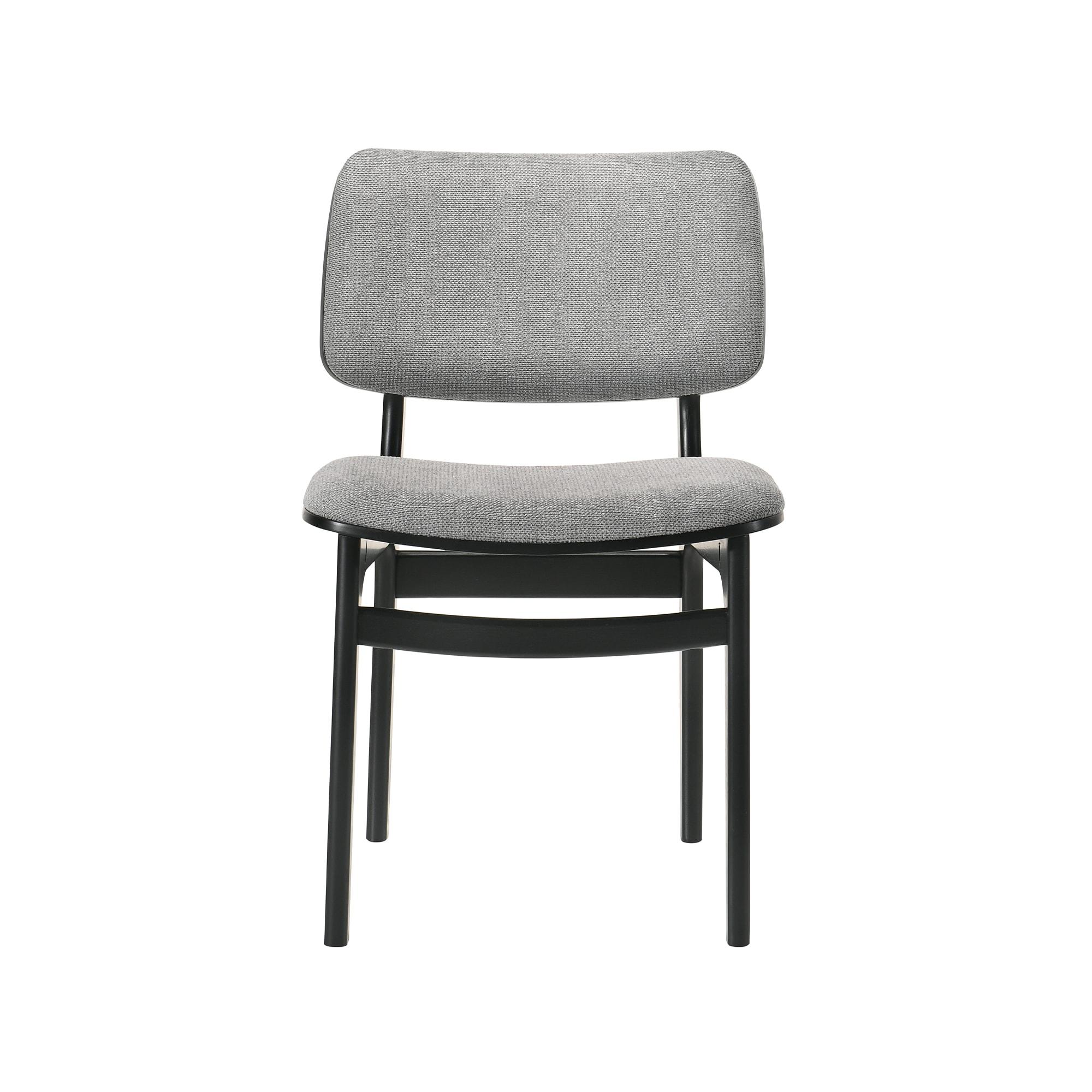 Set of 2 Lima Upholstered Wood Dining Chairs Black - Armen Living: Mid-Century Modern, Rubberwood Frame, Gray Polyester
