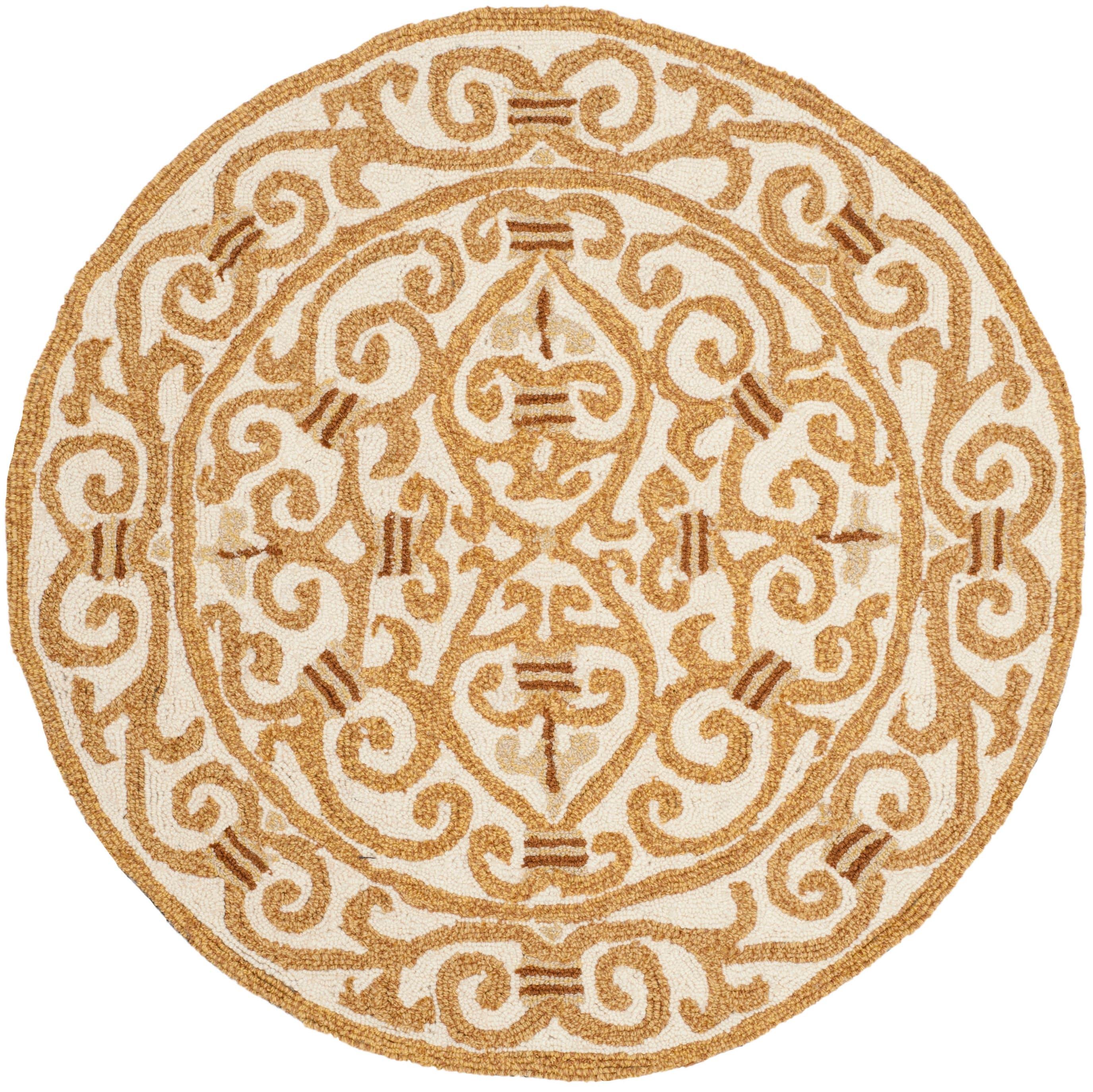 Chelsea HK11 Handmade Area Rug - 3' Round - Ivory/Gold - Safavieh
