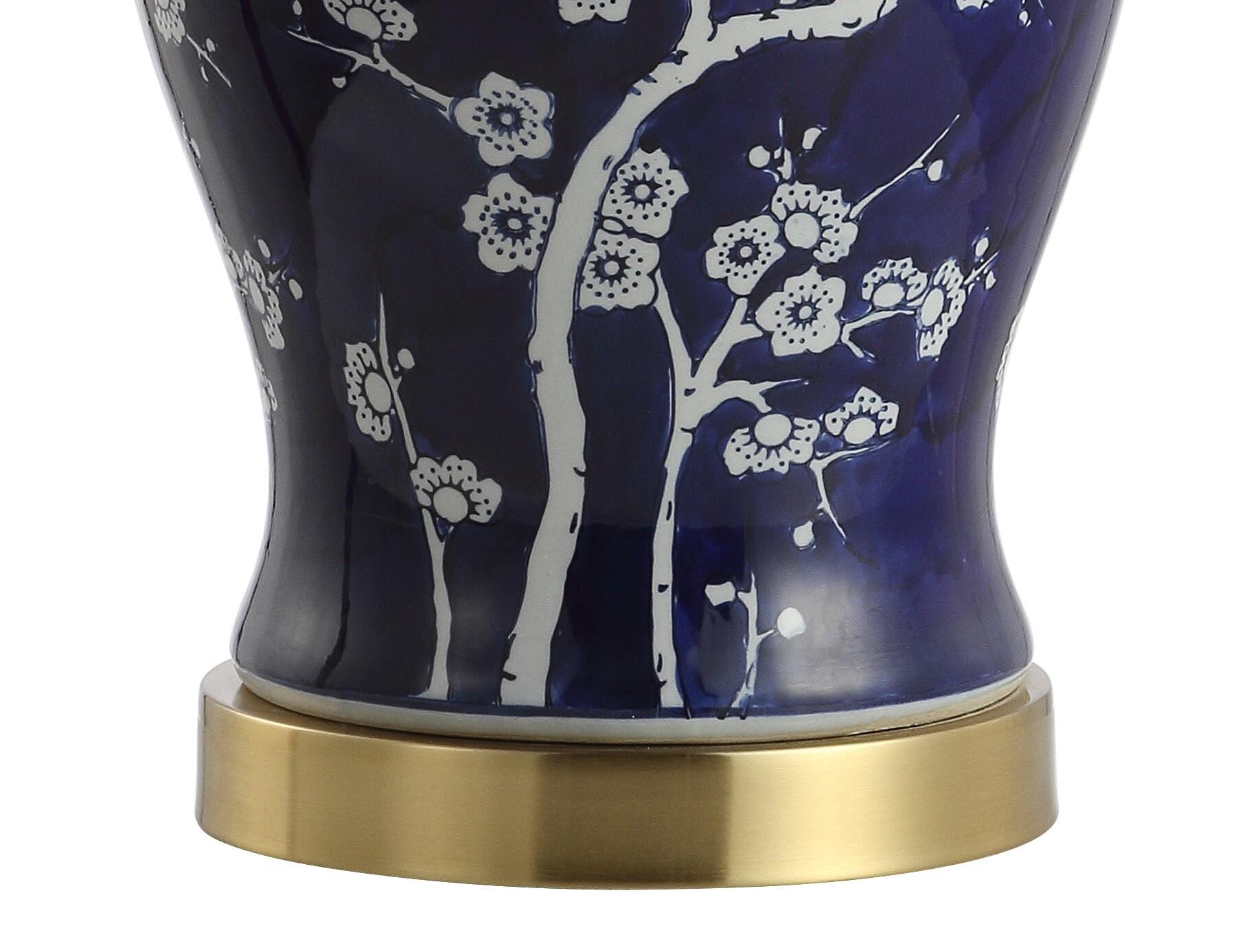 Gracie 29.5" White and Navy Ceramic Ginger Jar Table Lamp