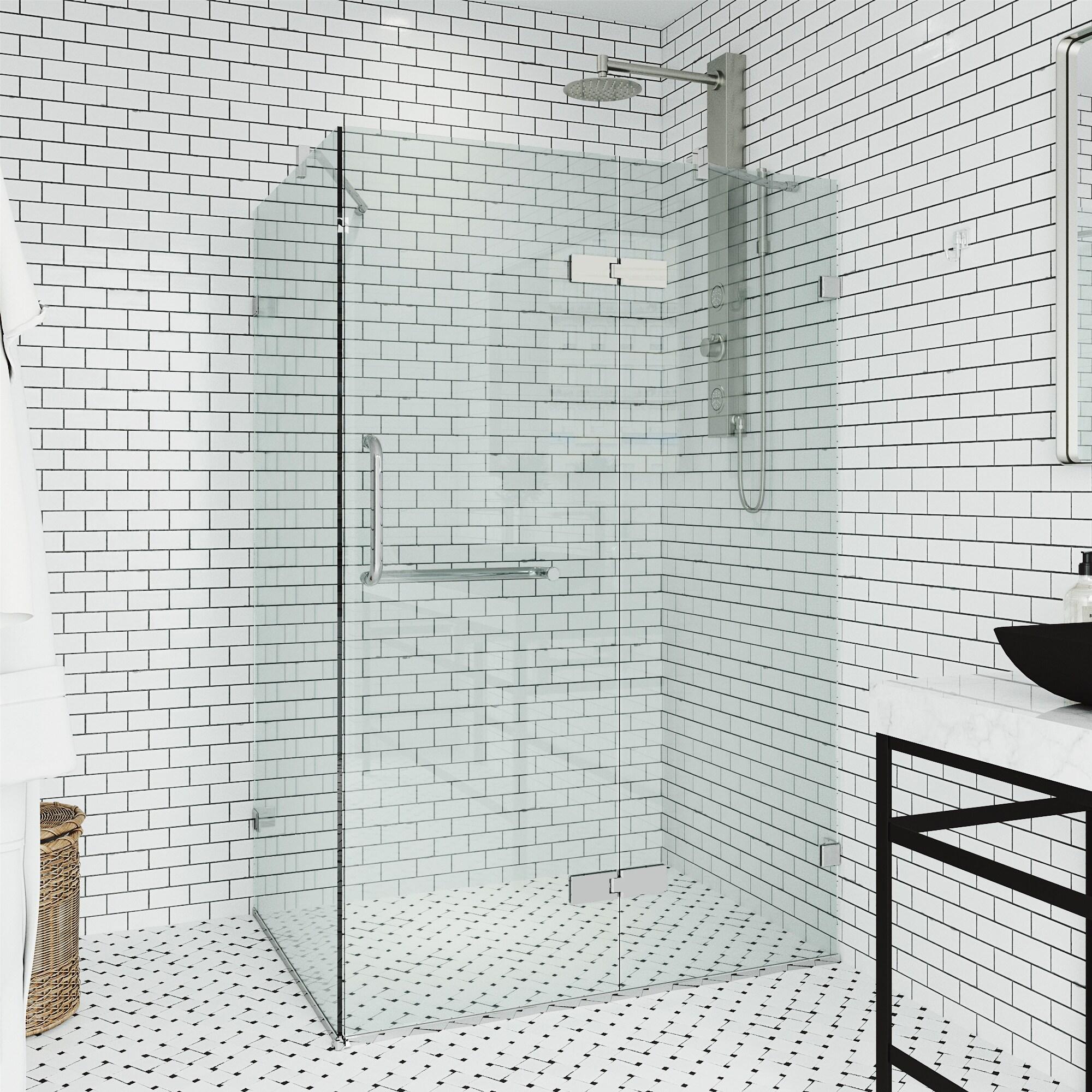 VIGO Monteray 46" W x 30" D x 73" H Hinged Frameless Shower Enclosure with 3/8  Clear Glass VG6011CHCL48