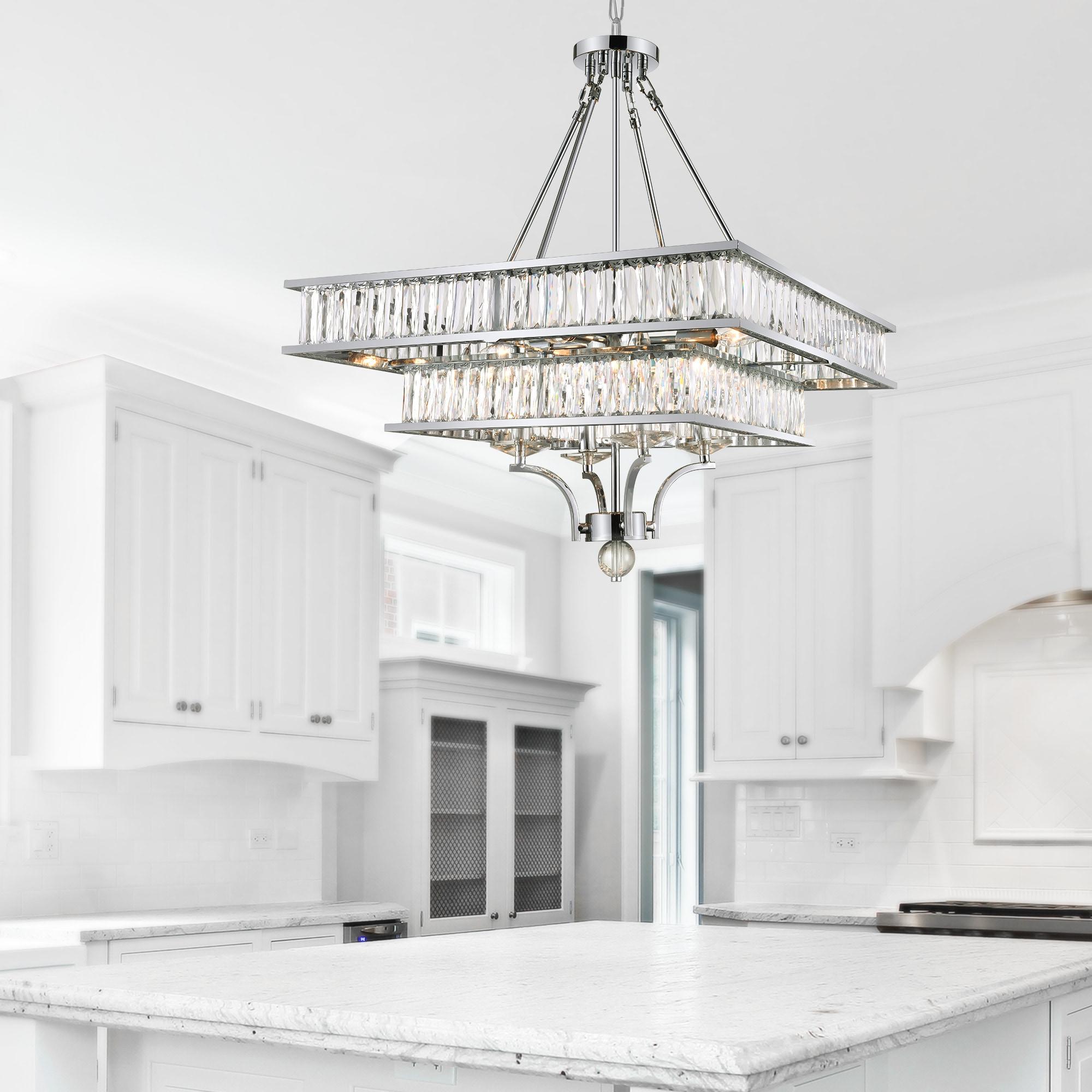 Shalia 23" Chrome Crystal Two-Tier Chandelier