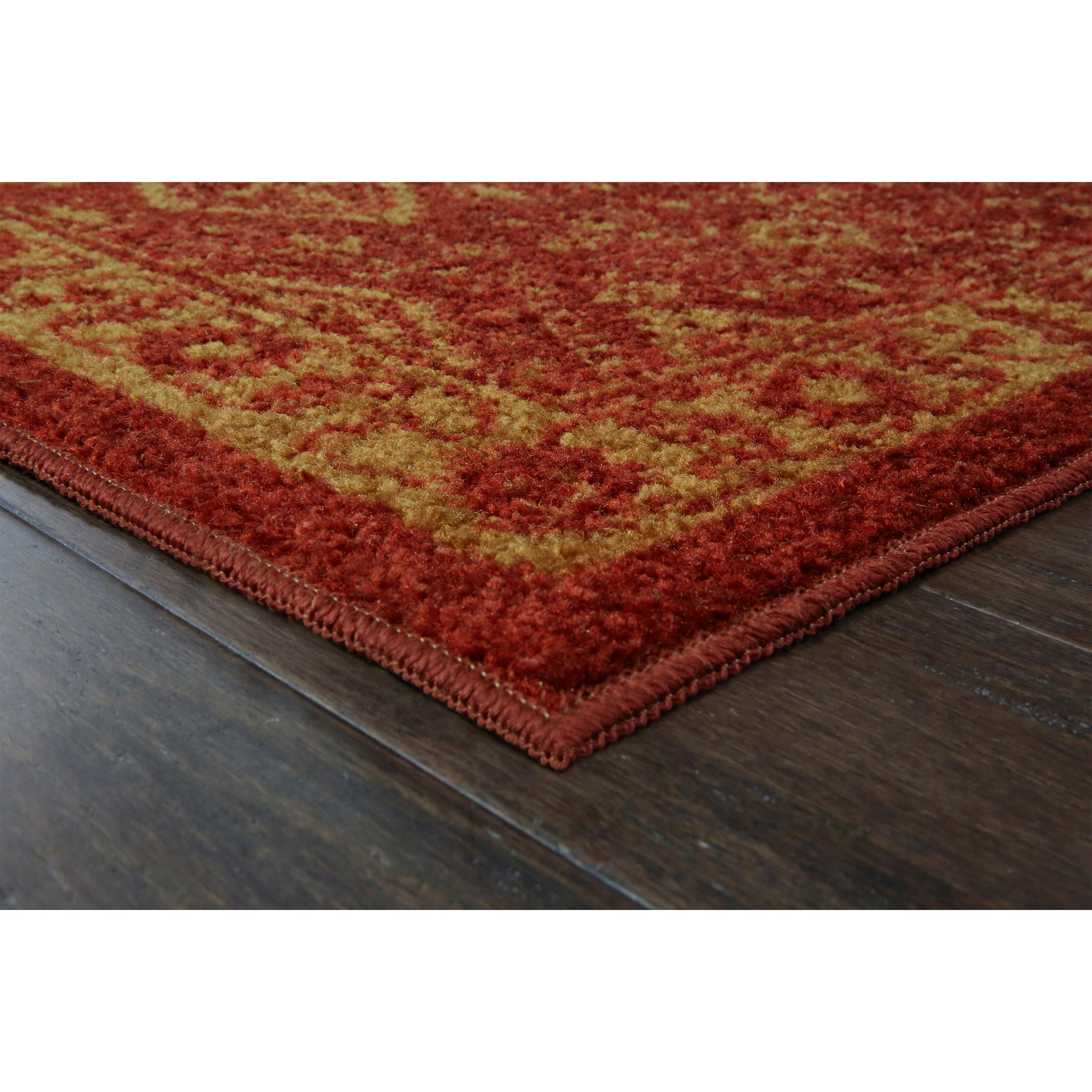 Maples Rugs - Made in USA - Georgina Traditional Washable Indoor Runner Rugs, 2' x 6', Red/Gold