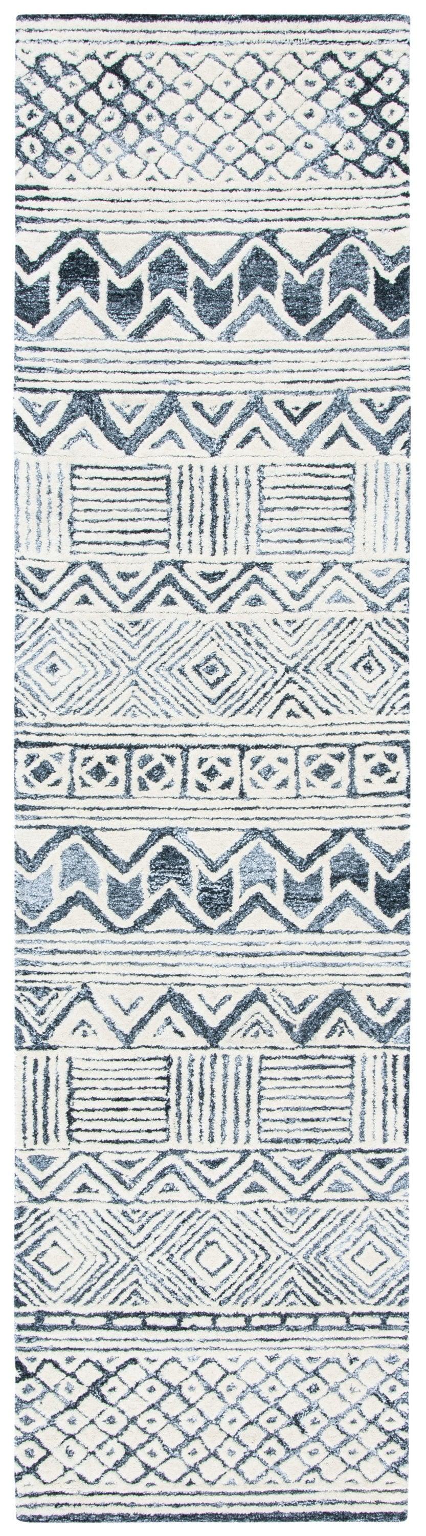 Roslyn ROS802 Hand Tufted Runner Rug - Black/Ivory - 2'3"x9' - Safavieh.