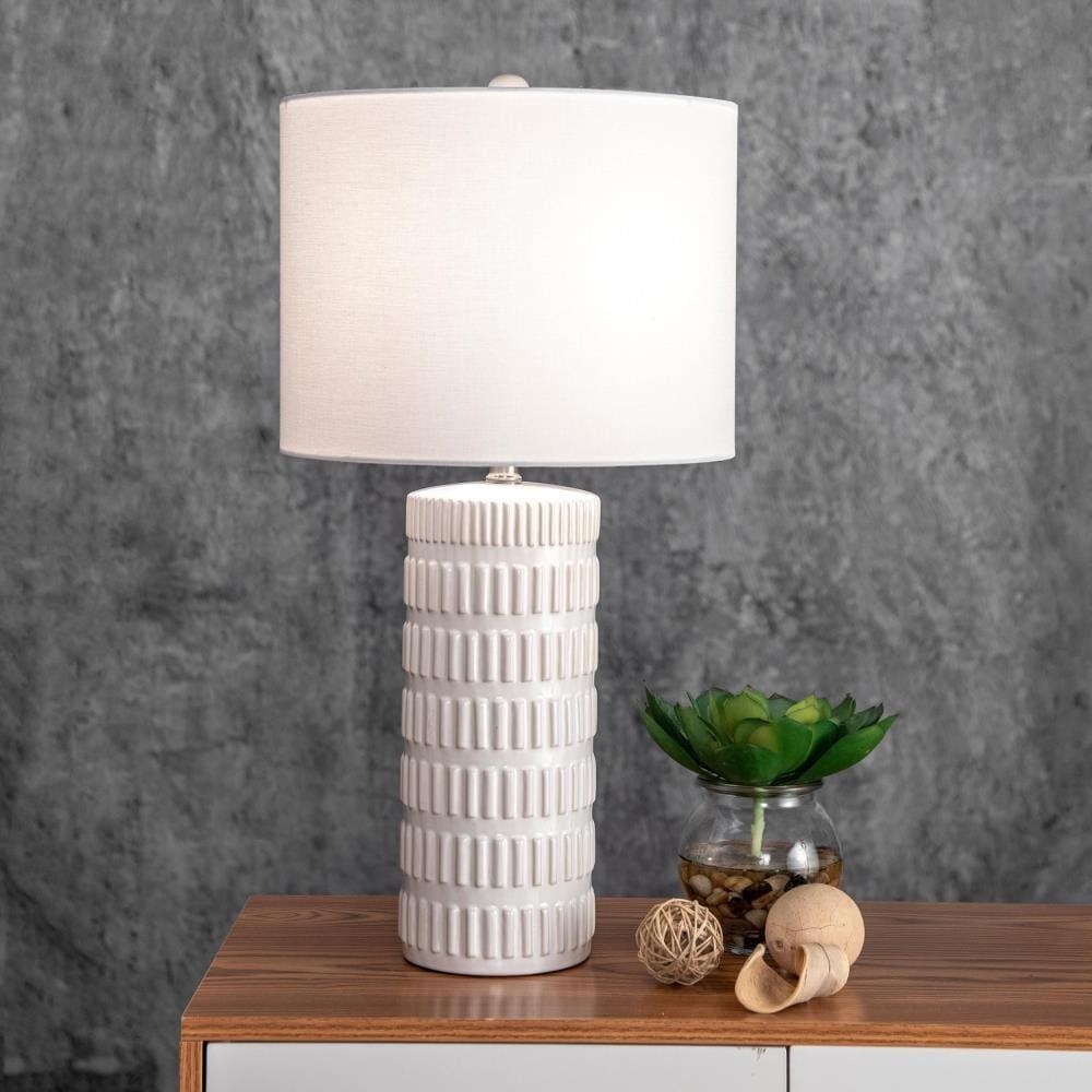 Nuloom Franklin Ceramic 25" Table Lamp Lighting - White 25" H x 13" W x 13" D