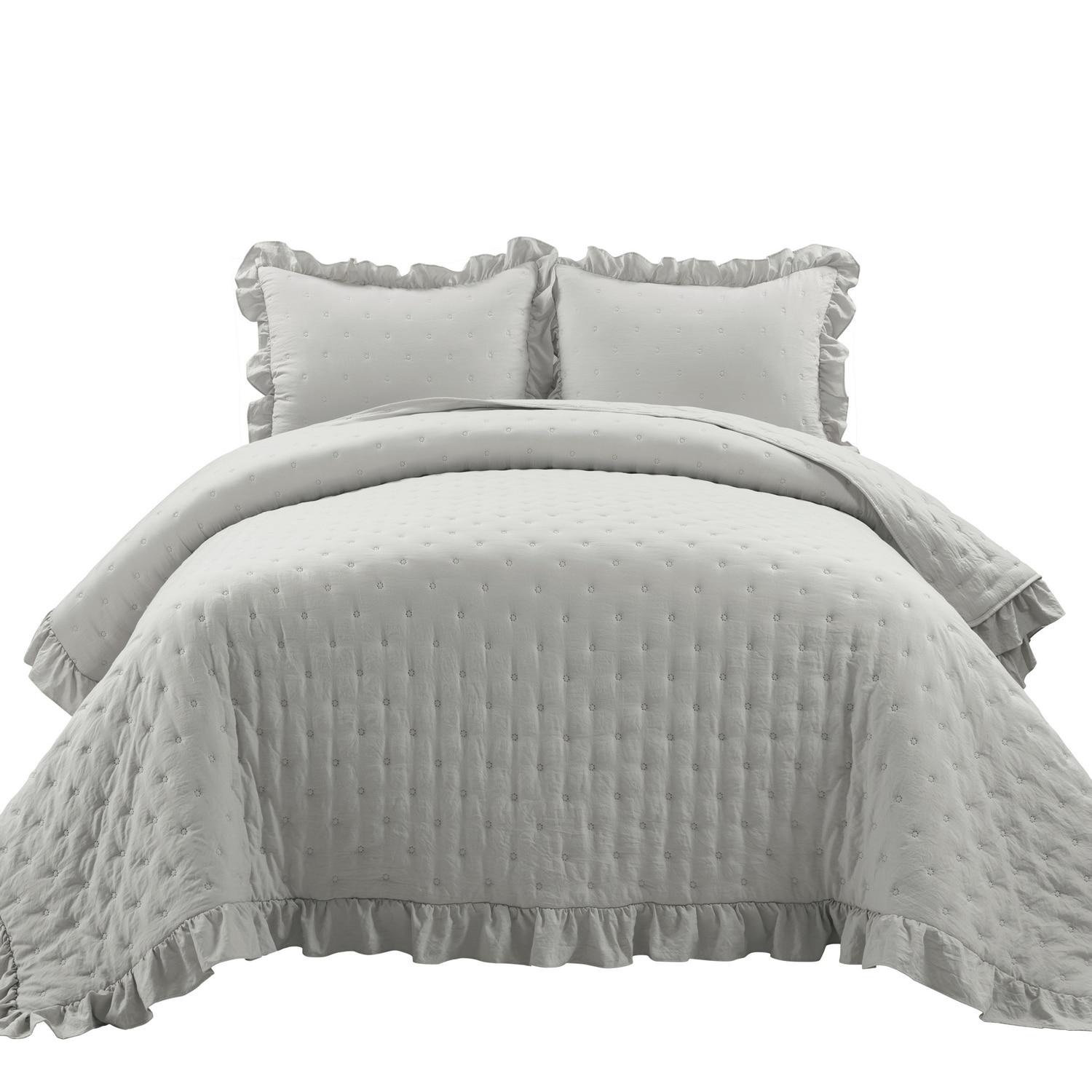 Lush Decor Reyna Ruffle Microfiber Reversible 3 Piece Quilt Set (Set of 3)