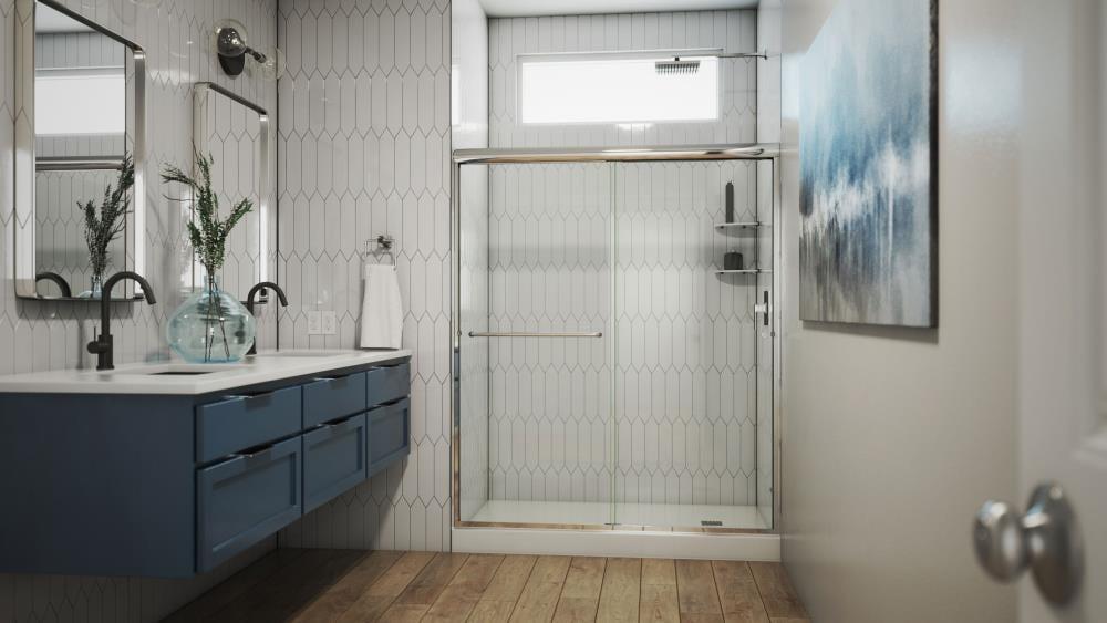 Ese 60" W x 76.38" H Bypass Semi-Frameless Shower Door