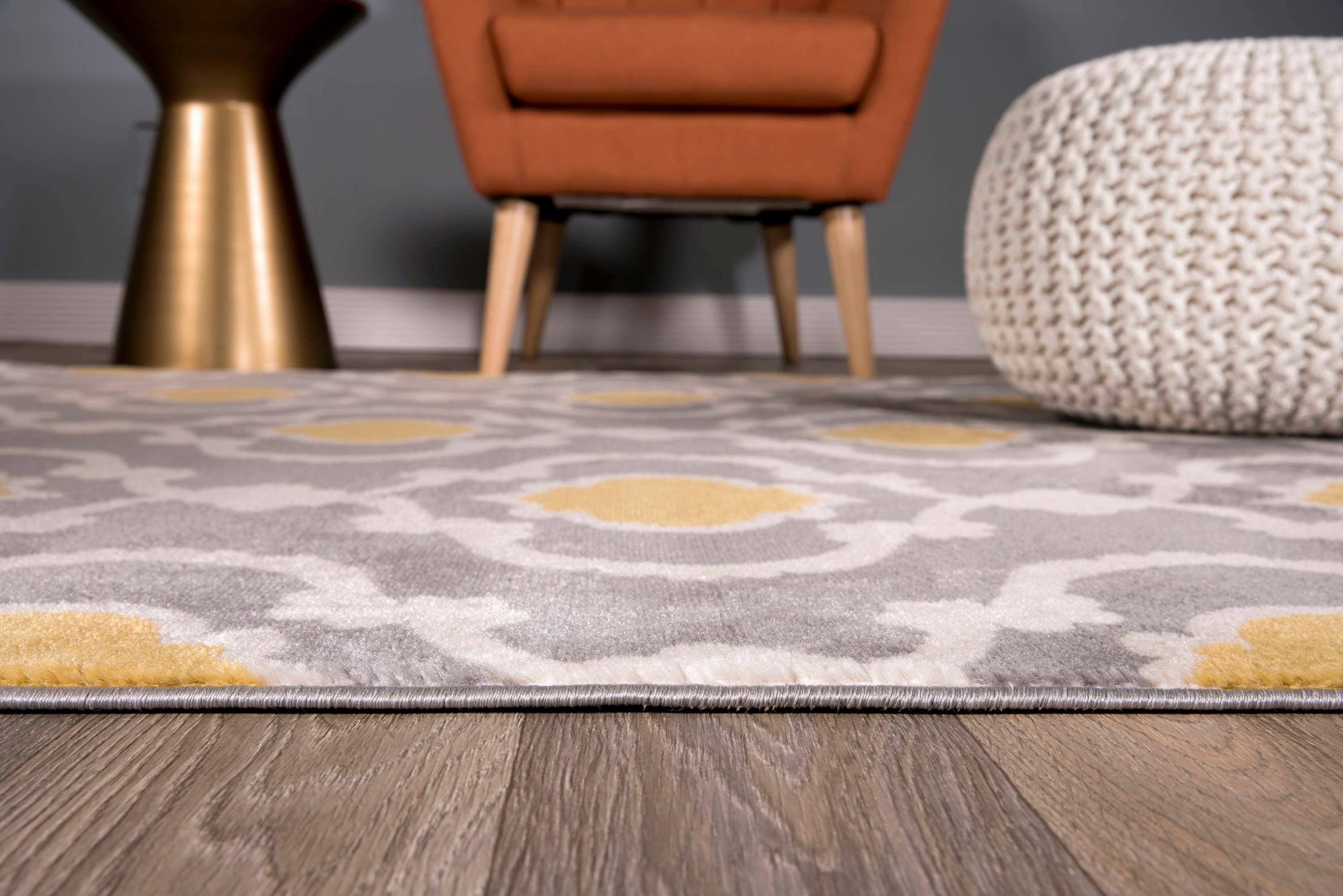 World Rug Gallery Moroccan Trellis Contemporary Area Rug - Yellow gray 7'10" x 10'2"