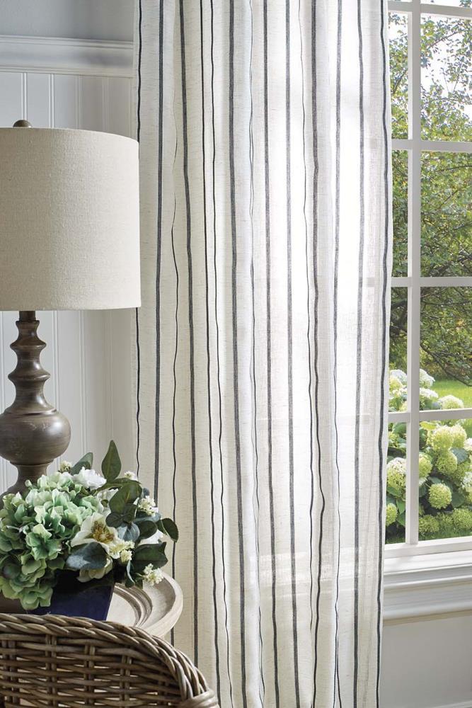 Laguna Striped Semi-Sheer Tab Top Curtain Panel Pair (Set of 2) (Set of 2)