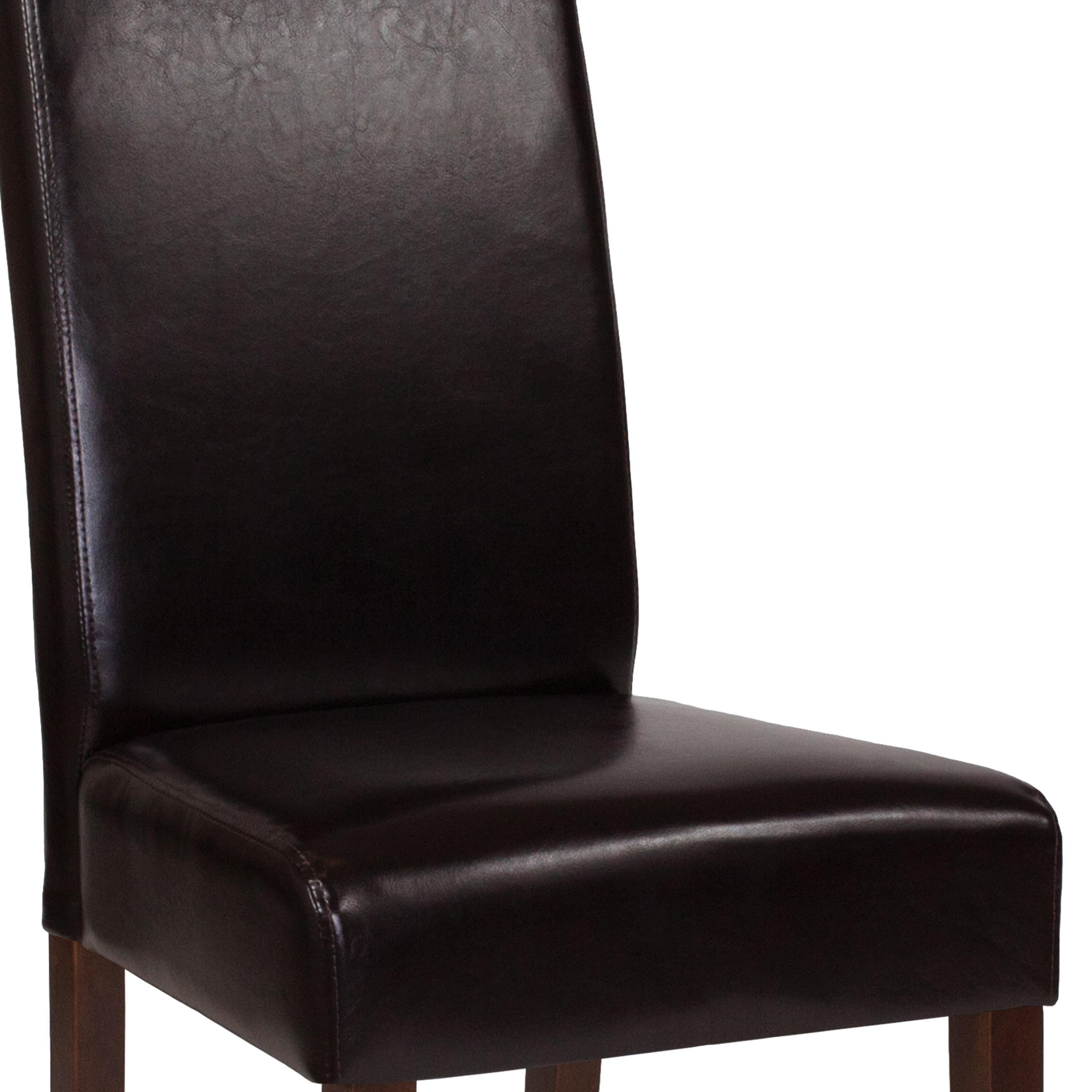 Flash Furniture Greenwich Series Brown LeatherSoft Upholstered Panel Back Mid-Century Parsons Dining Chair