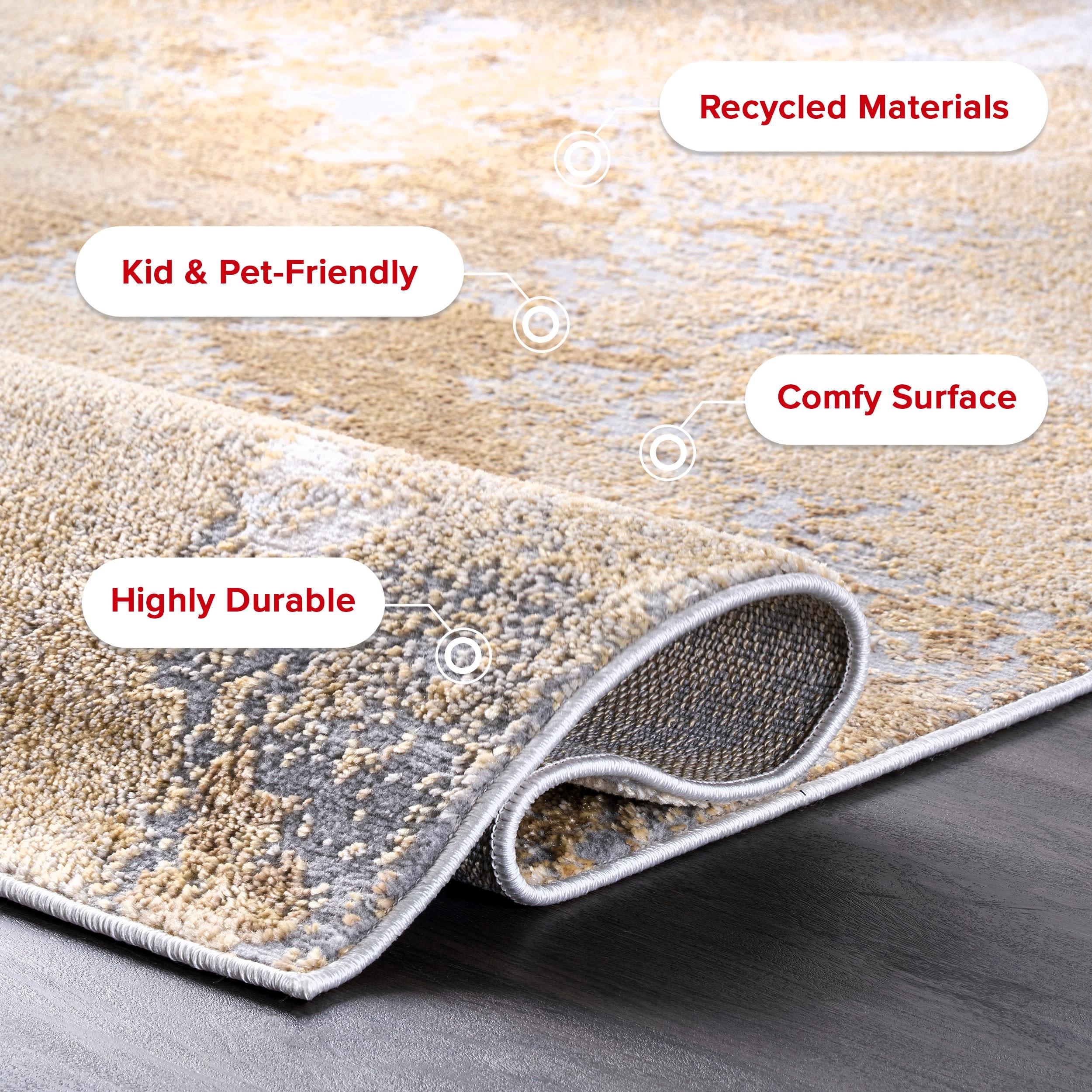 Nuloom Cyn Abstract 4x6 Indoor Area Rug for Living Room Bedroom Dining Room Kitchen, Gold/Ivory