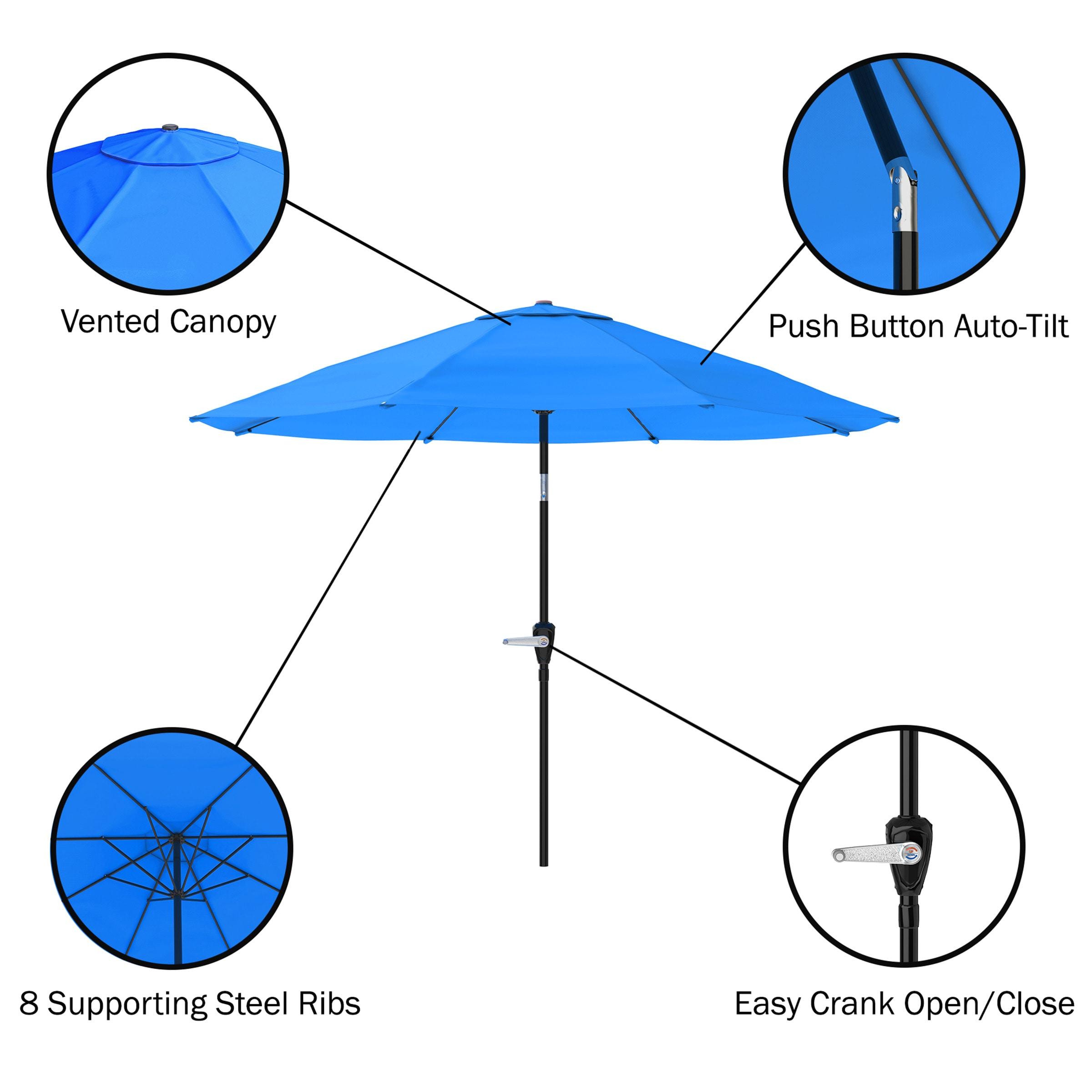 Nature Spring 10' Auto-Tilt Patio Umbrella - Blue