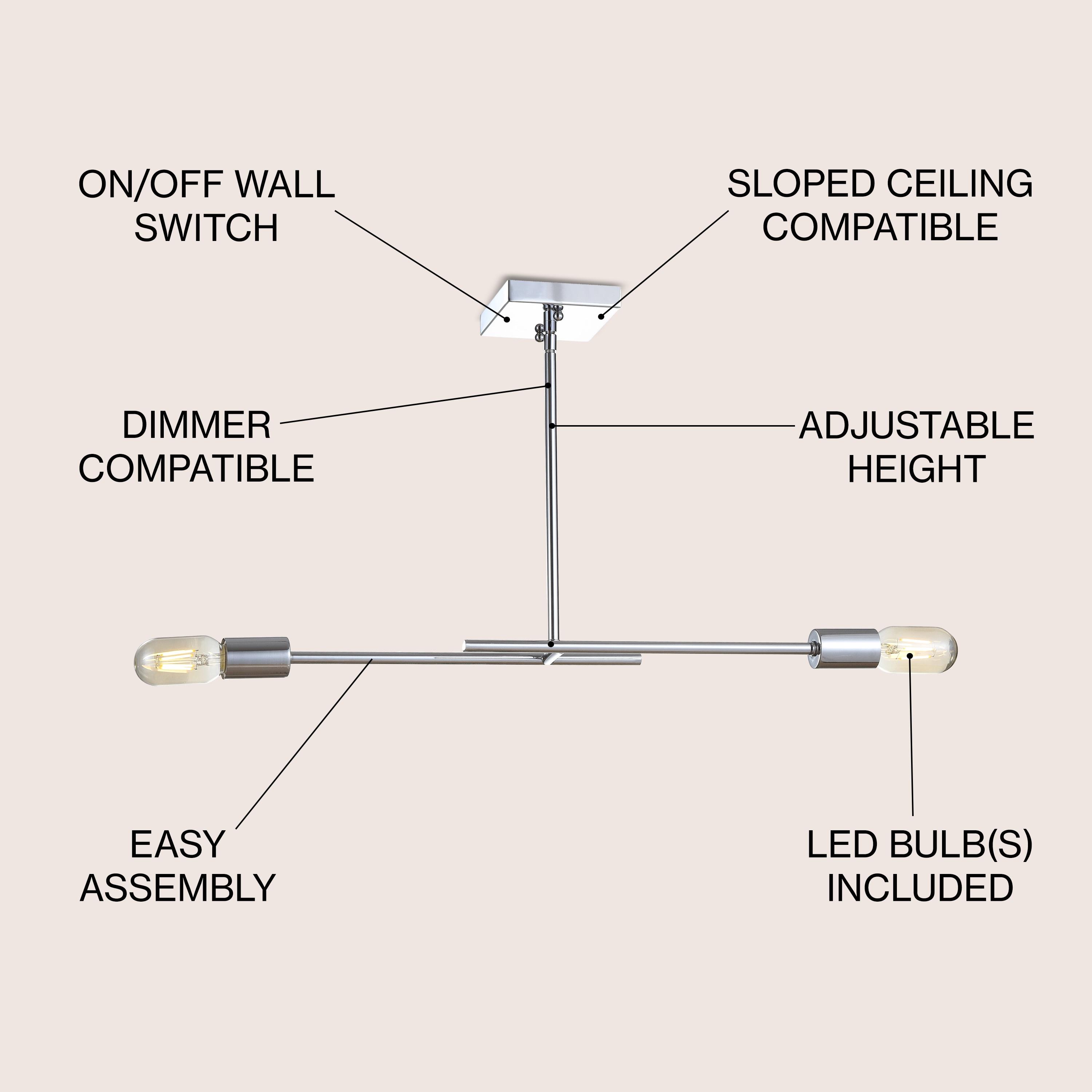 Turing 30.5" Adjustable Metal LED Linear Pendant, Chrome