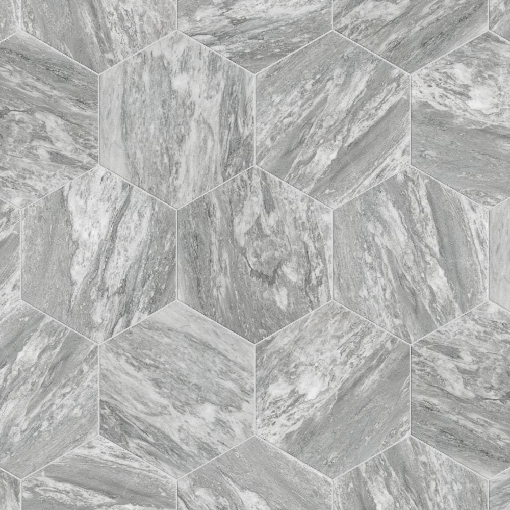 Marbilia Hex Bardiglio w/Biotech 11" x 13" Porcelain Marble Look Wall & Floor Tile