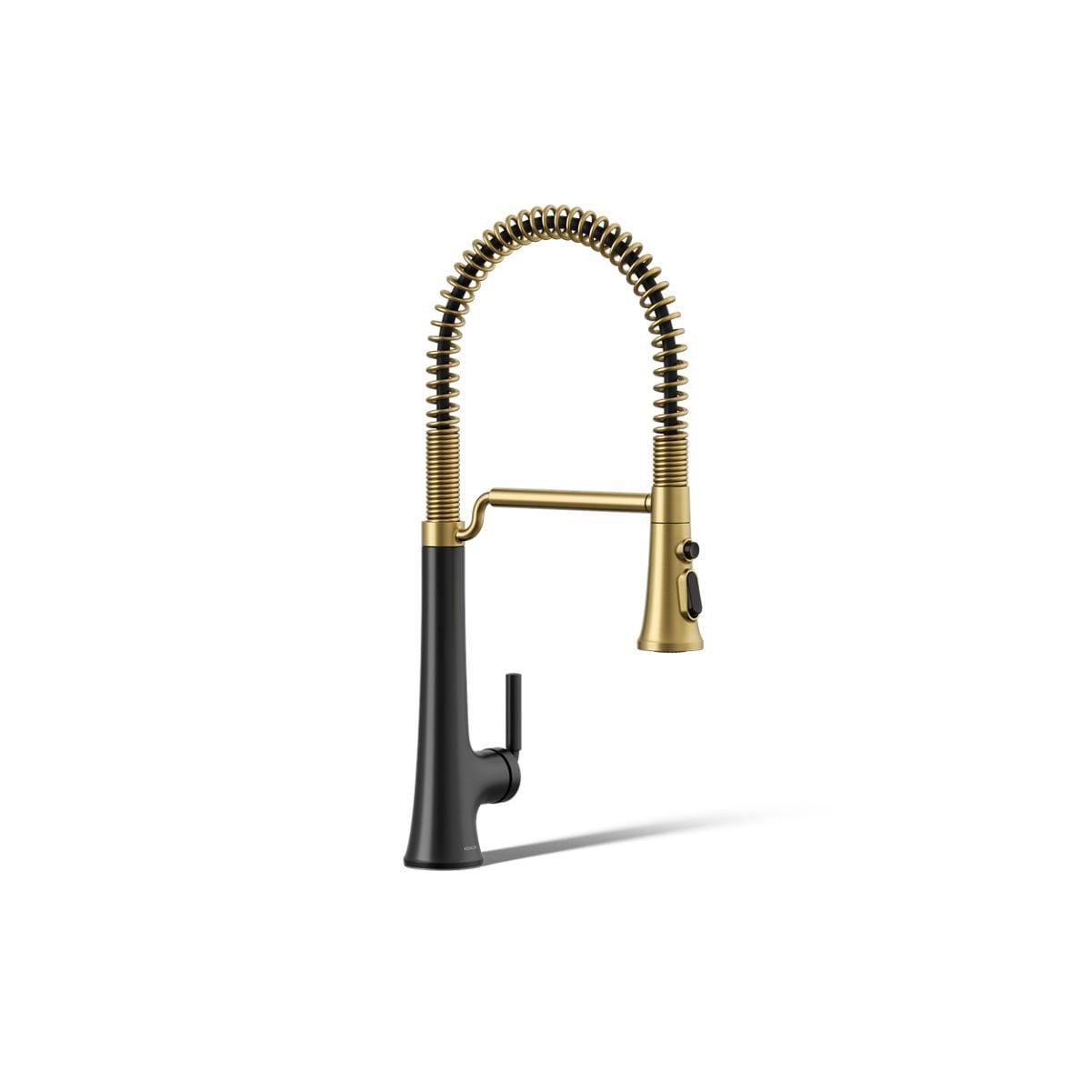 Kohler Tone Single Handle Semi-Professional Pre-Rinse Kitchen Sink Faucet with Three-Function Pull Down Sprayer