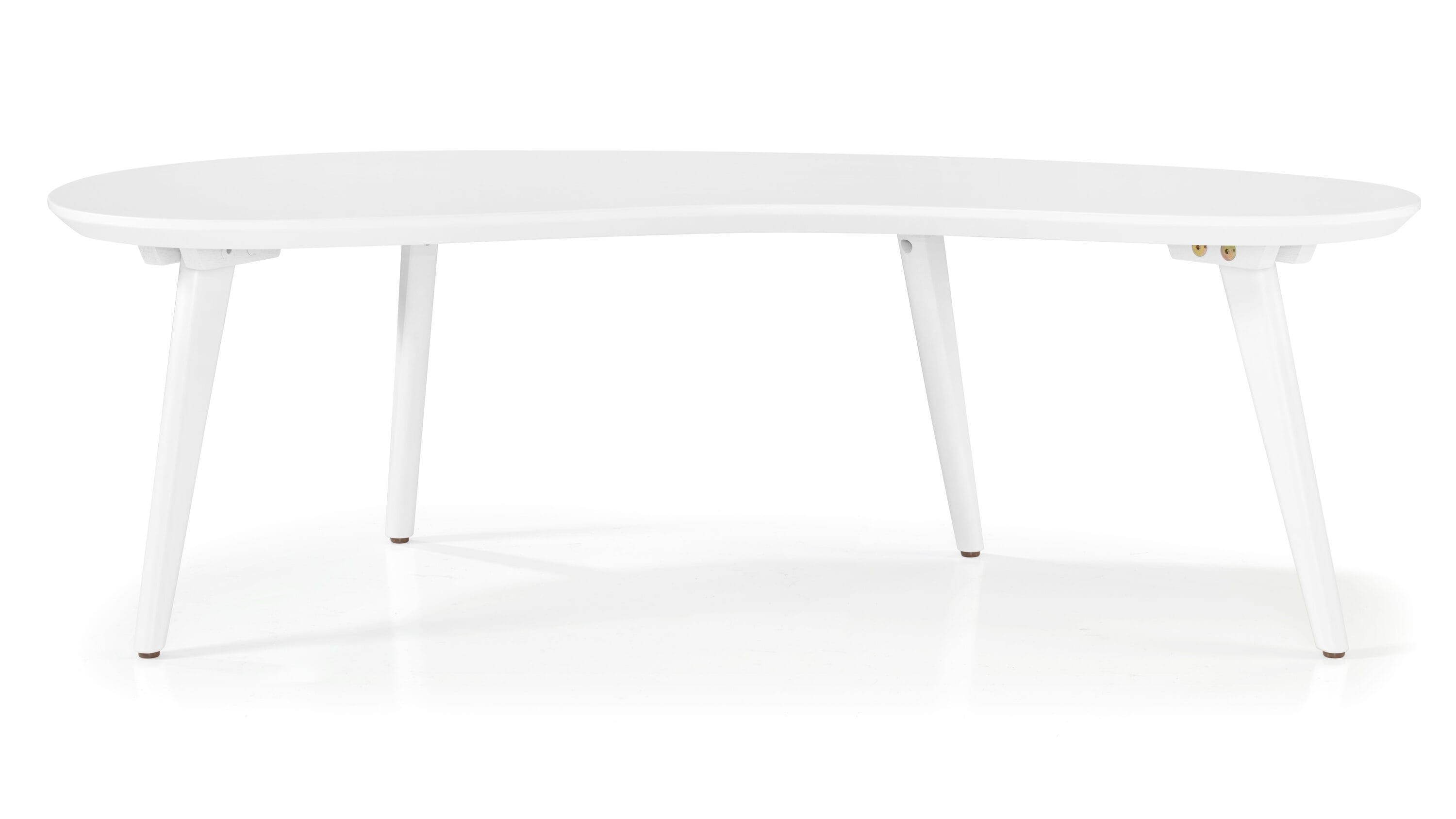 Camaflexi Mid Century Modern Coffee Table Small Tabletop Wood Coffee Desk, White
