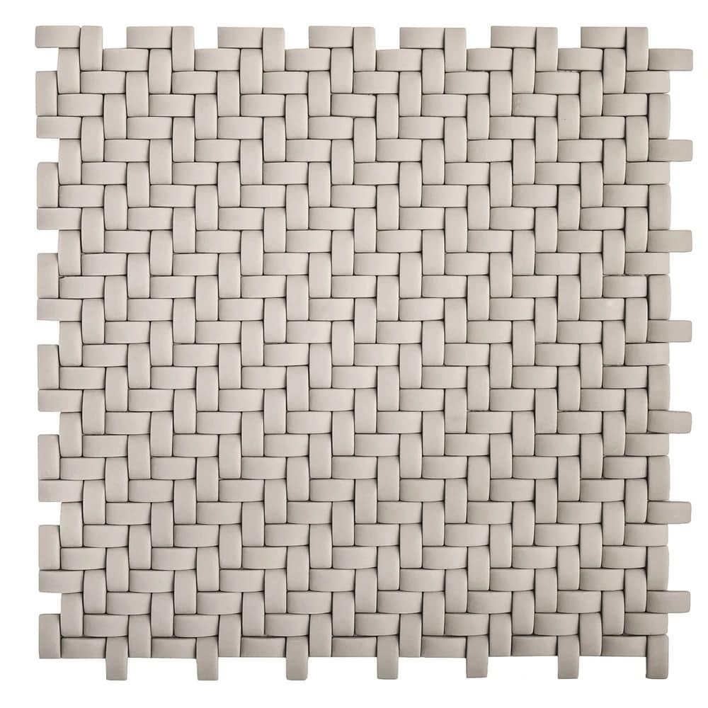 11.7" X 11.8" Glass Basketweave Mosaic Tile