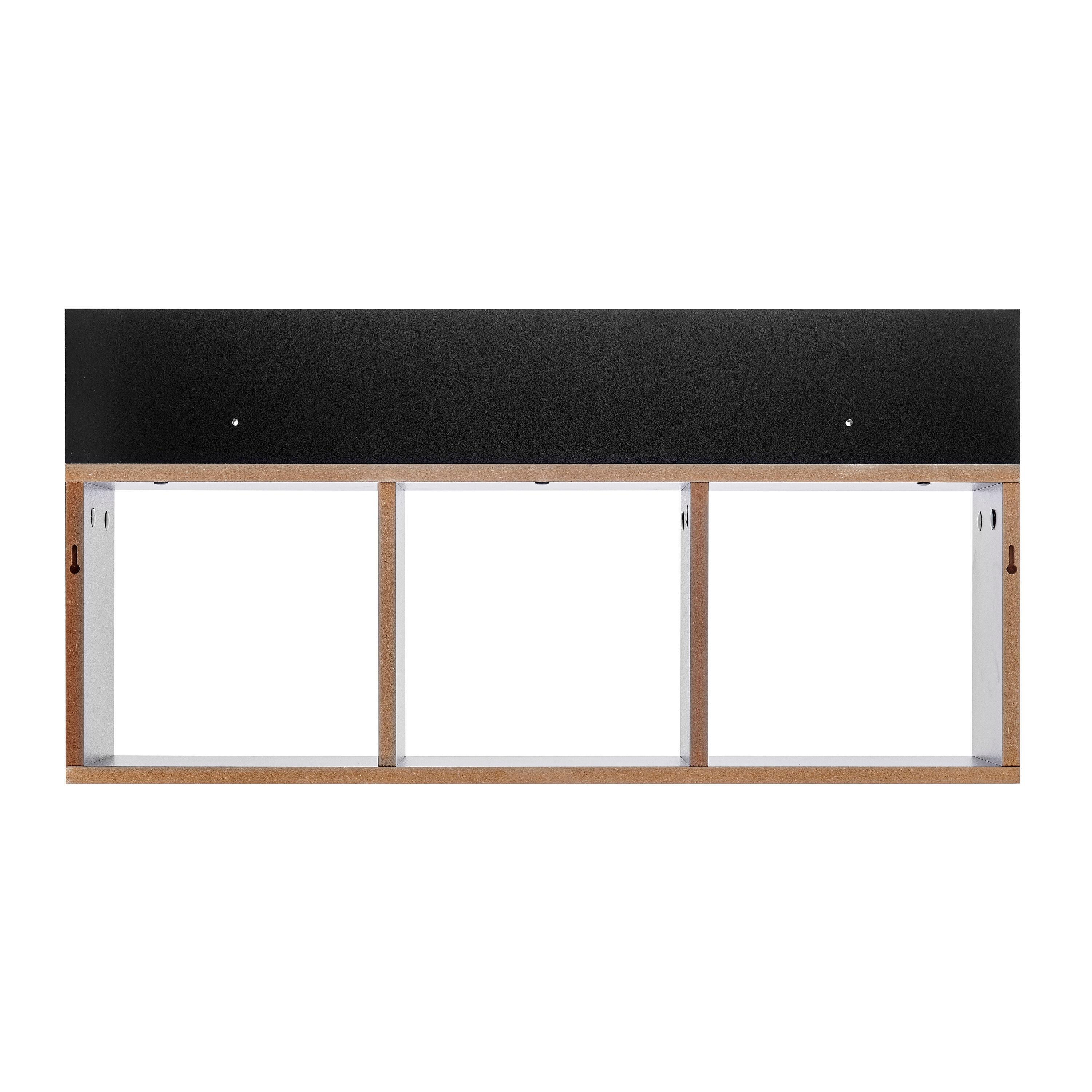 Danya B. 31.5" x 15.7" Modern 3 Cube Floating Wall Shelf with Display Ledge Black: Mid-Century Style, MDF & Iron