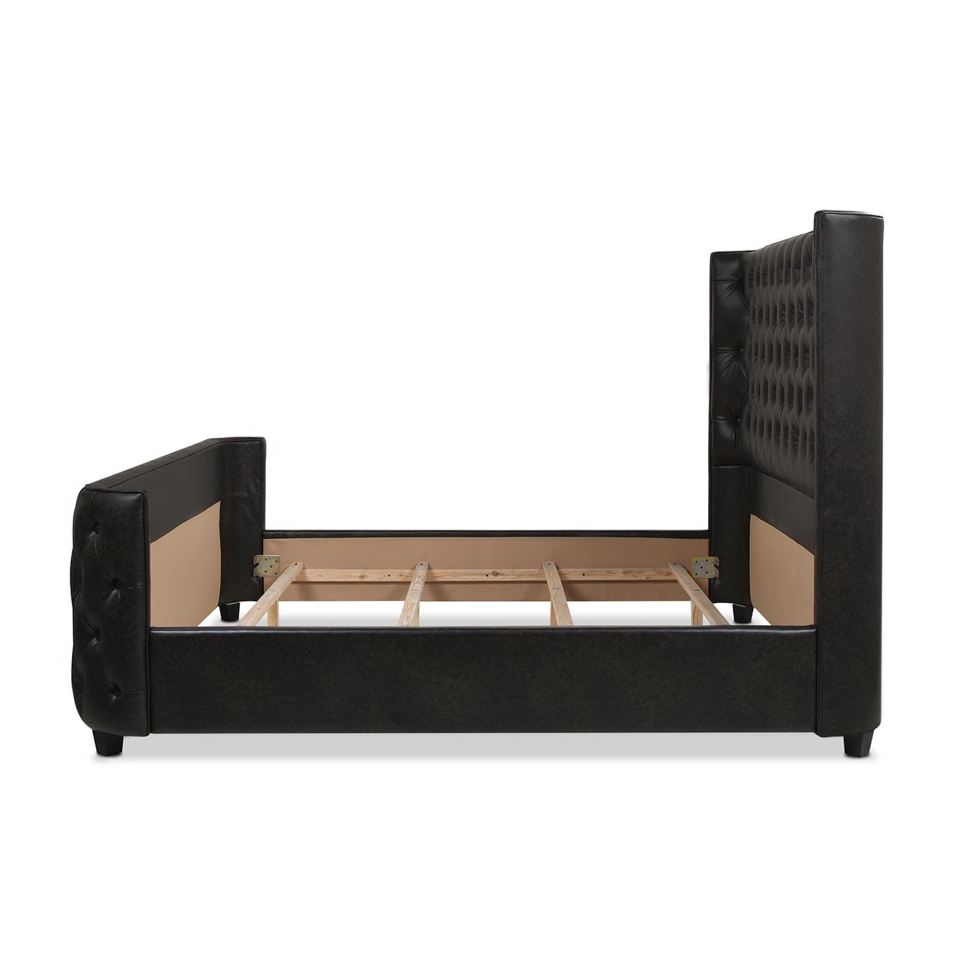 Brooklyn King-Size Luxe Wood Frame Upholstered Bed with Tufted Nailhead Trim