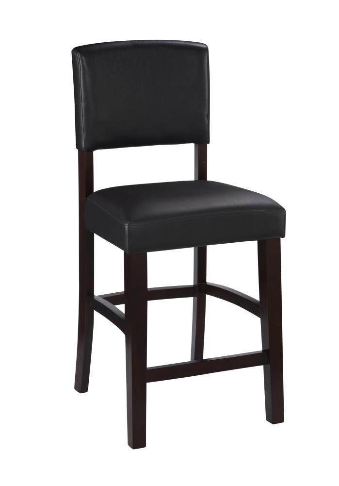 24" Monaco Padded Back Faux Leather Counter Height Barstool Hardwood/Brown - Linon: Espresso Finish, Rubberwood