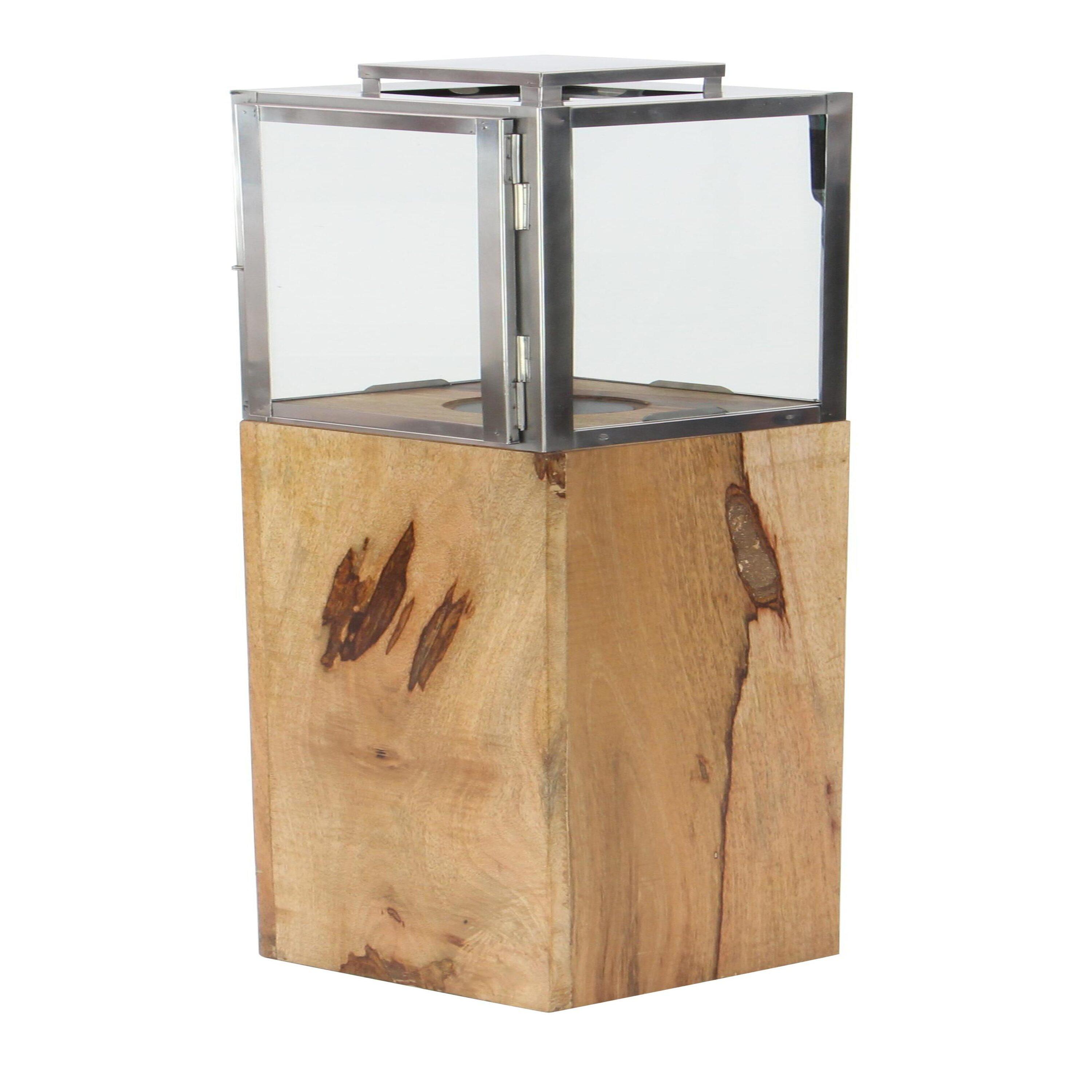 Loon Peak® Mango Wood Handmade Decorative Indoor Outdoor Brown Candle Lantern