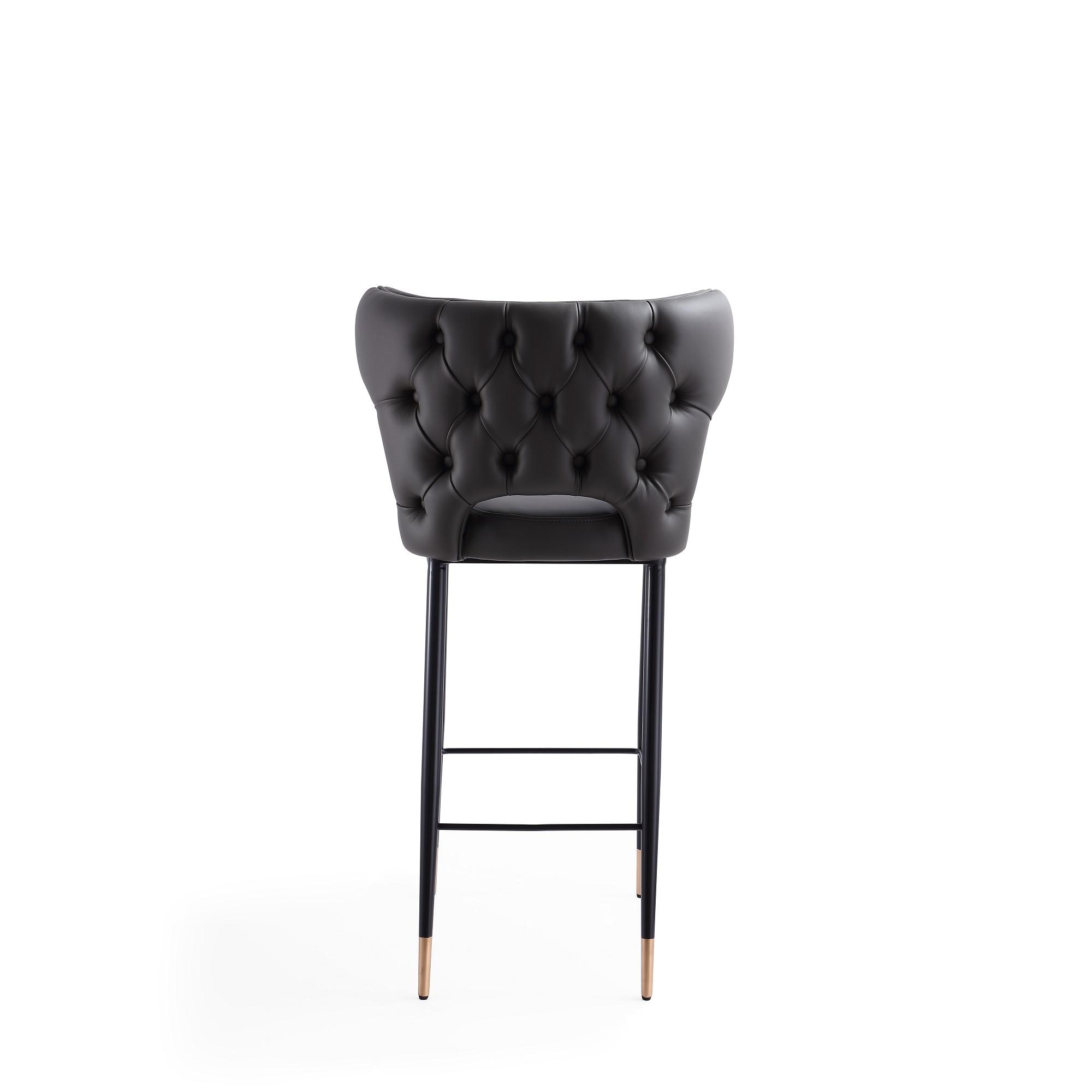 Holguin 41.34 in. Grey, Black and Gold Wooden Barstool