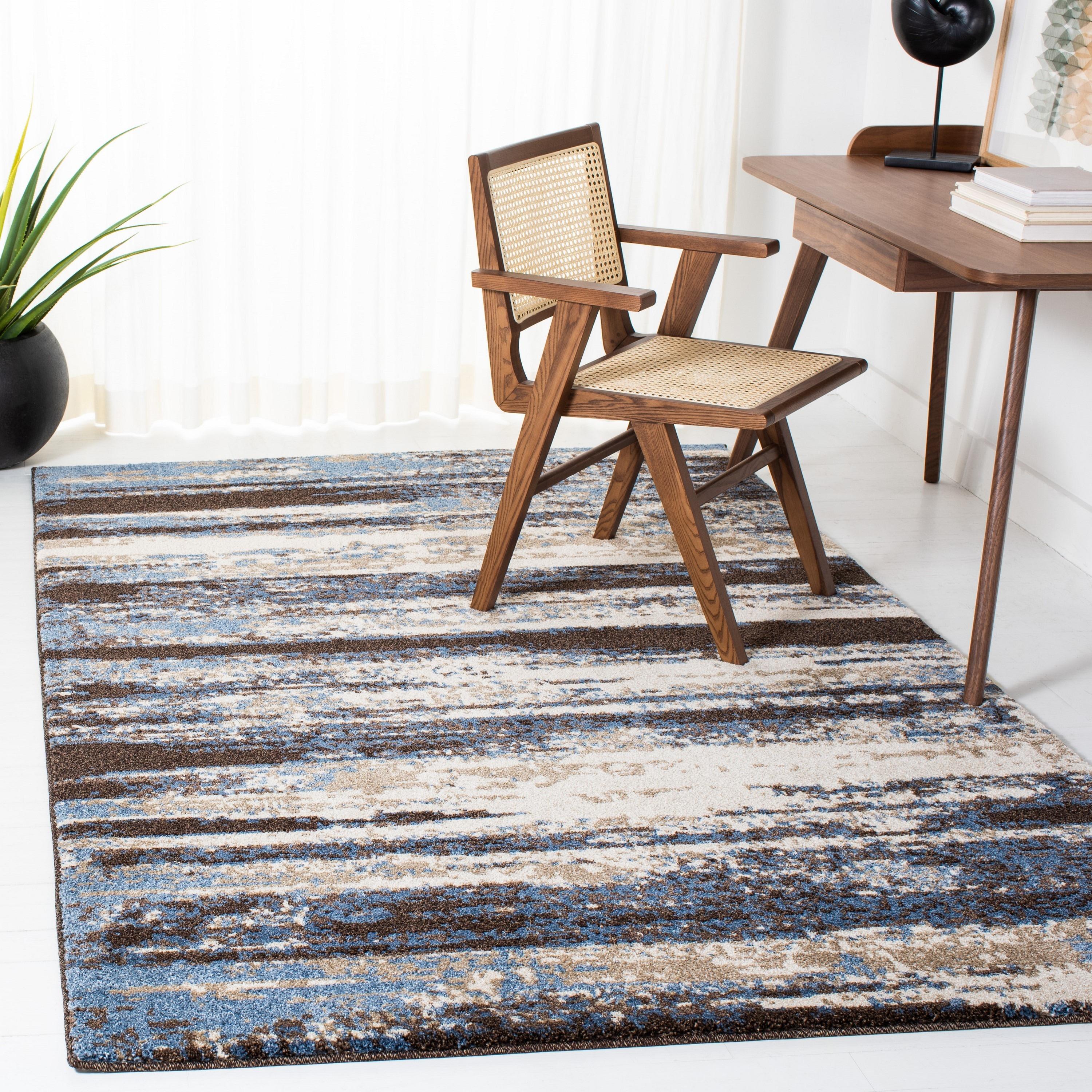 Retro RET2138 Power Loomed Indoor Area Rug - Cream/Blue - 4'x4' - Safavieh.