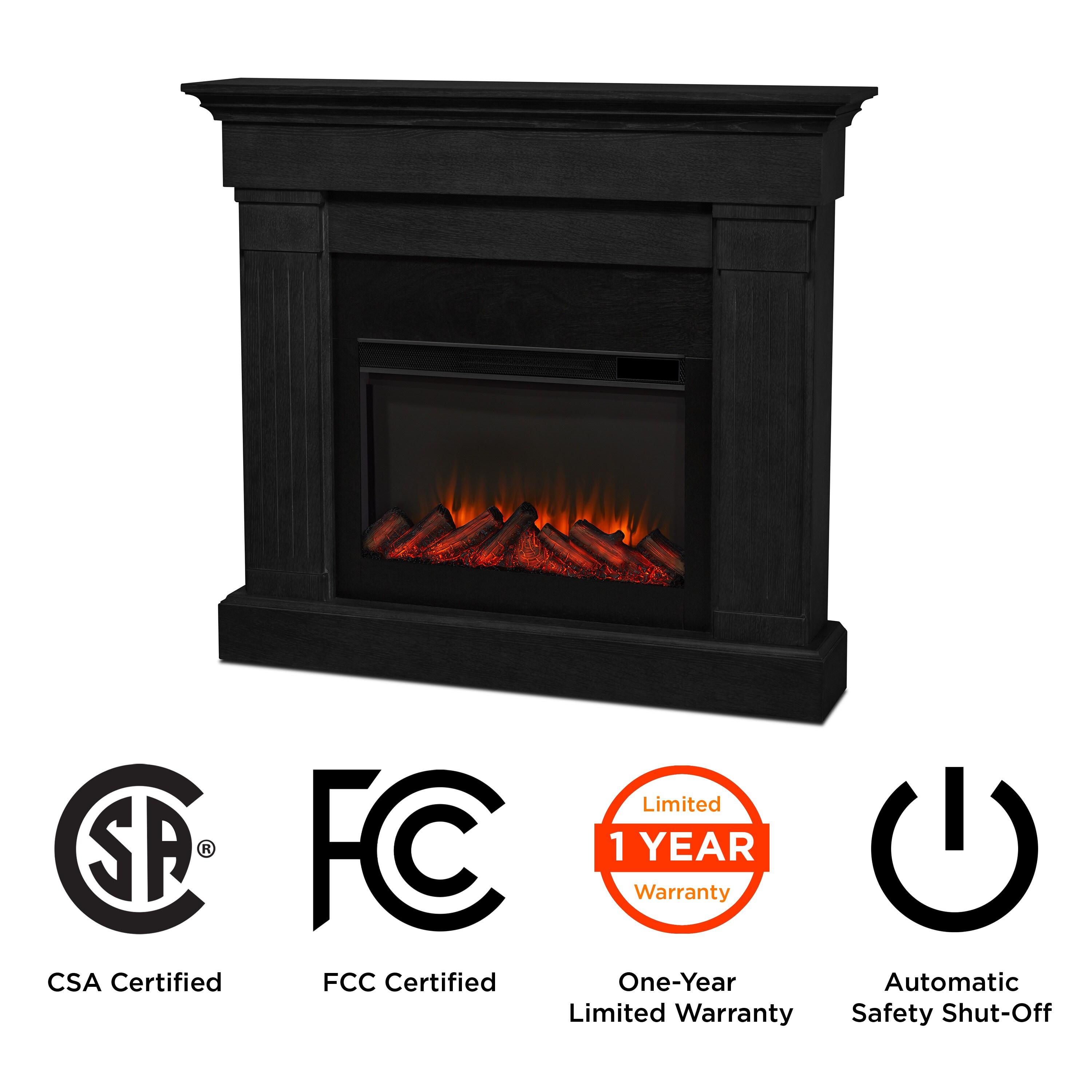 Crawford 48" Slim Electric Fireplace in Black by Real Flame