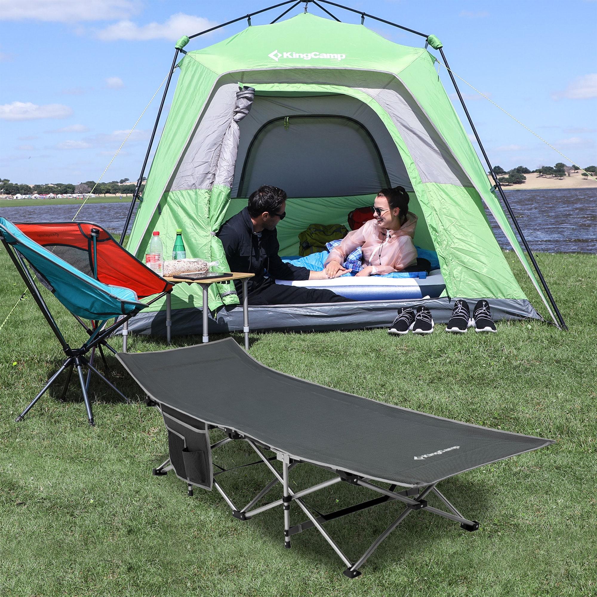 KingCamp Folding Portable Outdoor Camping Cot w/ Multi Layer Side Pocket | Wayfair