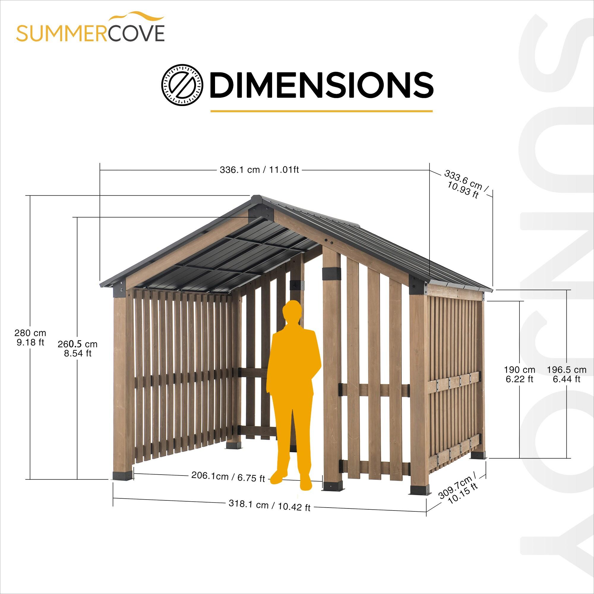 Sunjoy Hardtop Gazebo 11 x 11 ft. Outdoor Cedar Framed Wood Gazebo Privacy Screen Backyard Hot Tub Gazebo with with Ceiling Hook