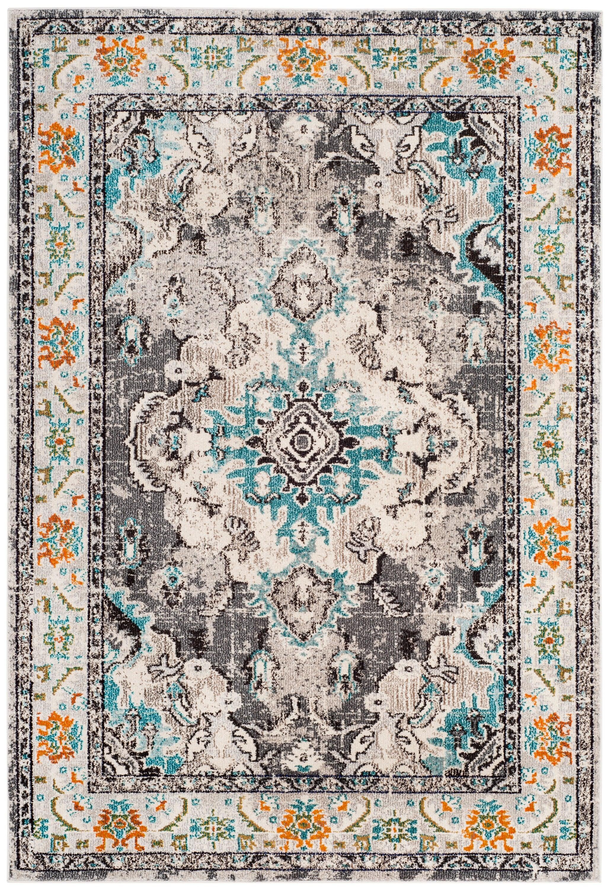 Monaco MNC243 Power Loomed Indoor Area Rug - Grey/Light Blue - 6'7"x9'2" - Safavieh.