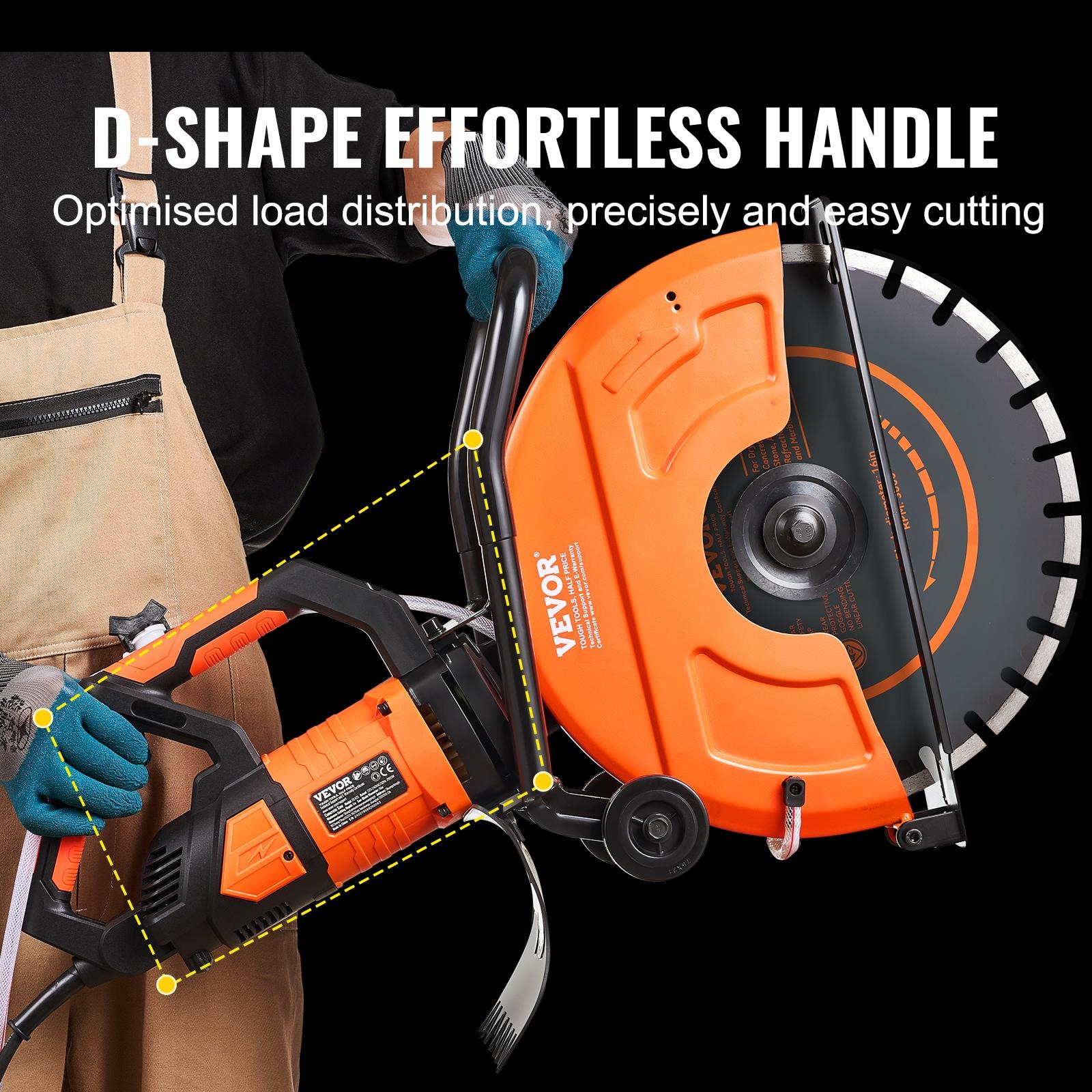 Electric Concrete Saw, 16 in, 3200 W 15 A Motor Circular Saw Cutter with Max. 6 in Adjustable Cutting Depth, Wet Disk Saw Cutter Includes Water Line, Pump and Blade, for Stone, Brick