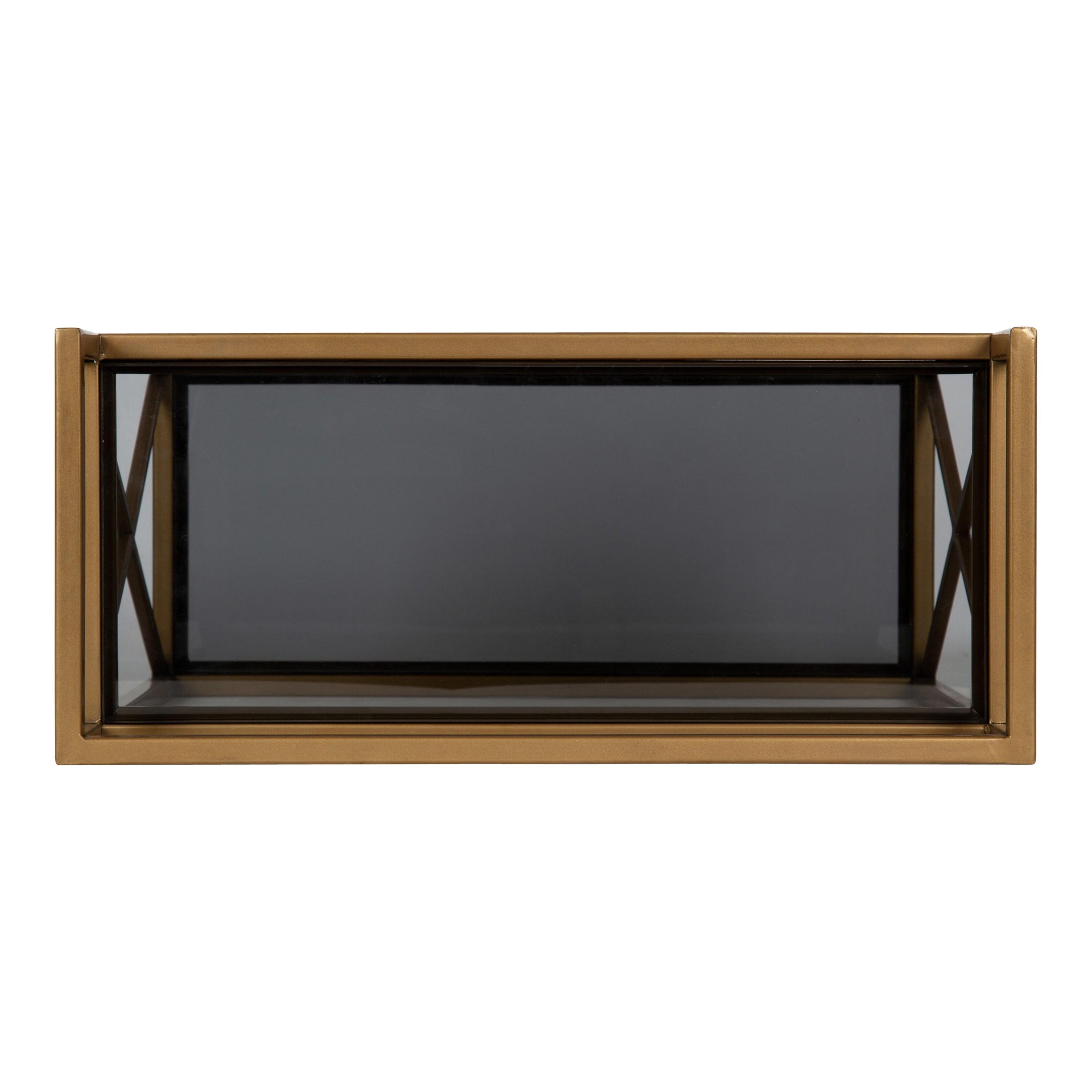 Kate & Laurel 18" x 8" x 15" Blex Metal and Glass Wall Shelf Gold -  All Things Decor: Floating, Tiered Storage