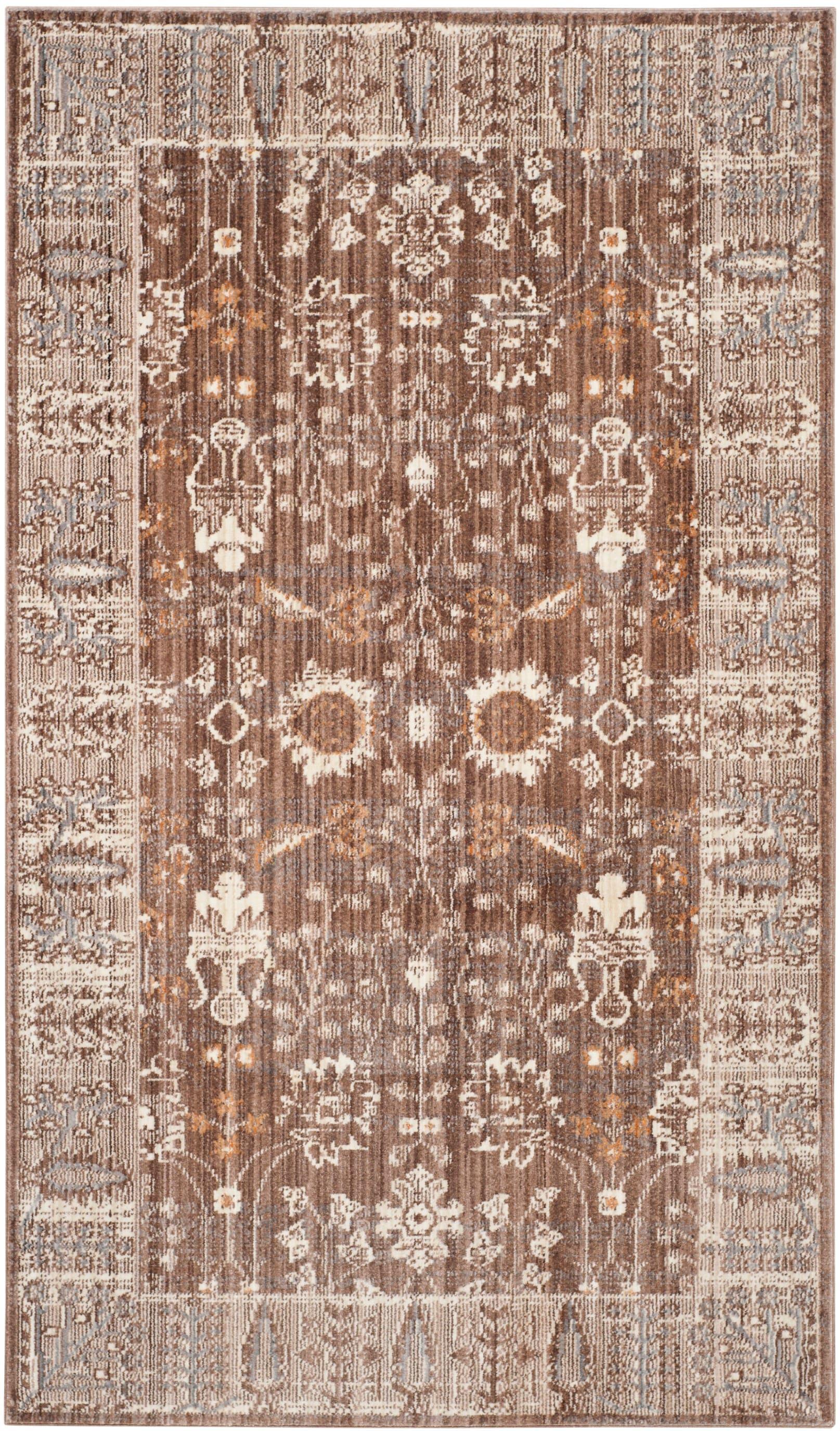 Valencia VAL118 Power Loomed Indoor Accent Rug - Brown/Beige - 3'x5' - Safavieh