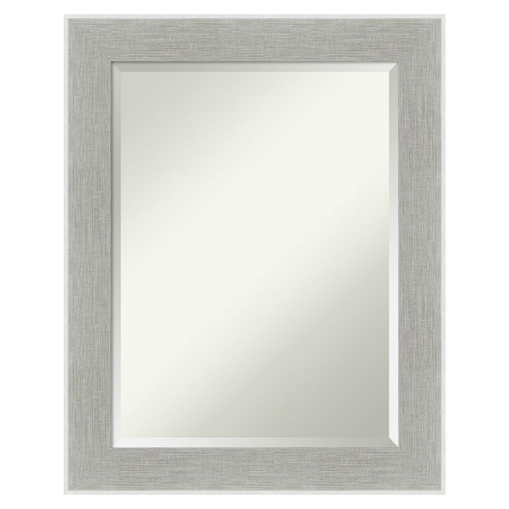 23" x 29" Glam Framed Bathroom Vanity Wall Mirror Linen Gray - Amanti Art: Modern, Beveled, Wall-Mounted