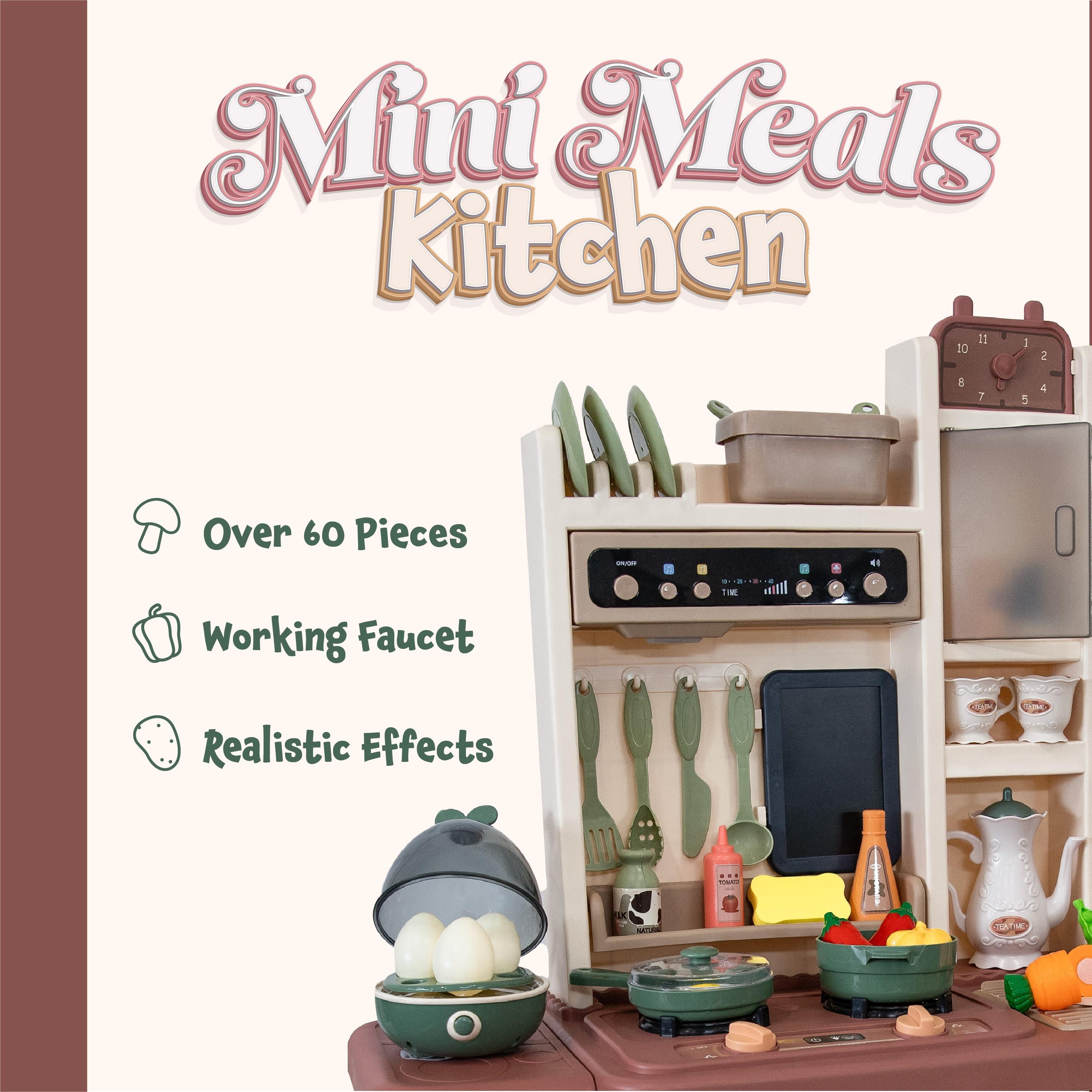 SunnyDaze Decor Mini Meals Kitchen Playset with Light, Sounds and Cooking Effects
