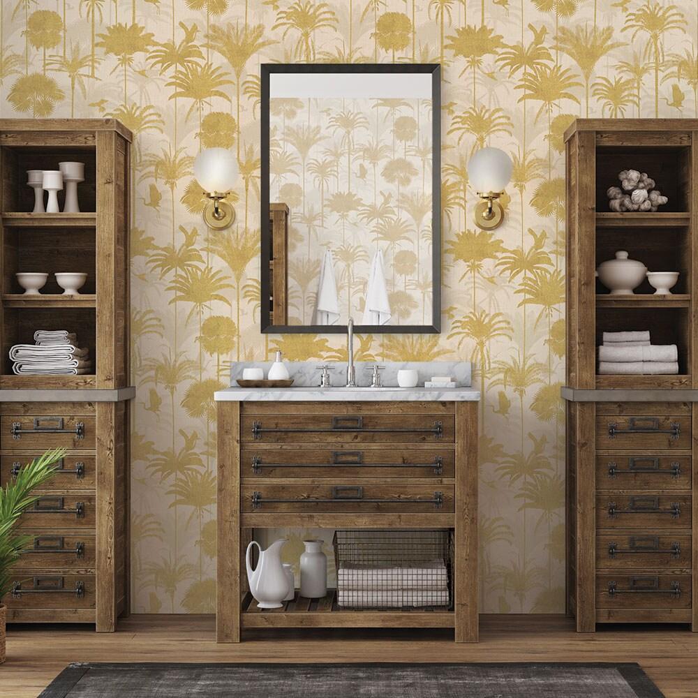 Tempaper Royal Palm Metallic Gold Peel and Stick Wallpaper, 20.5" x 16.5'