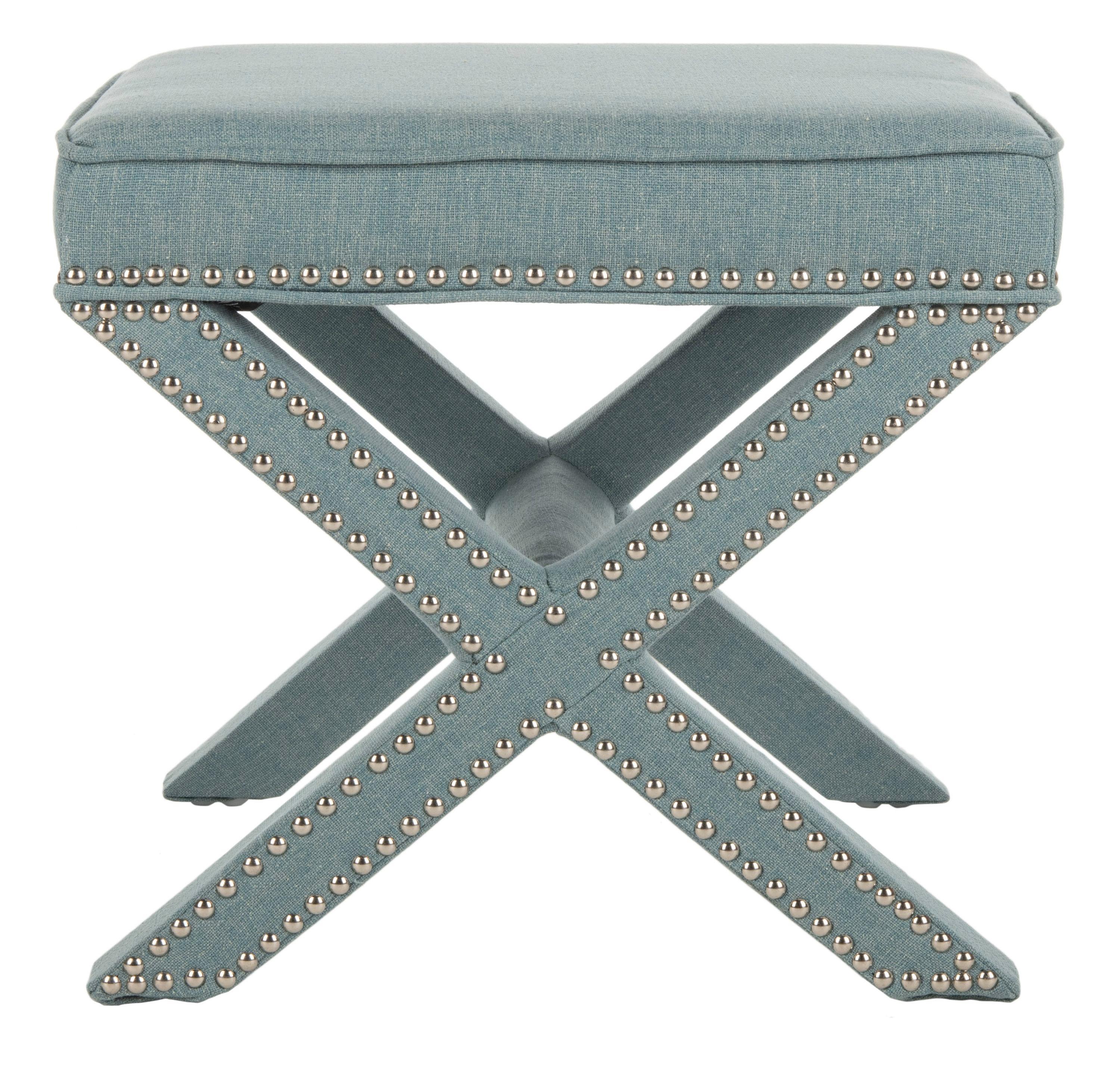 Palmer Ottoman W/ Silver Nail Heads - Sky Blue - Safavieh