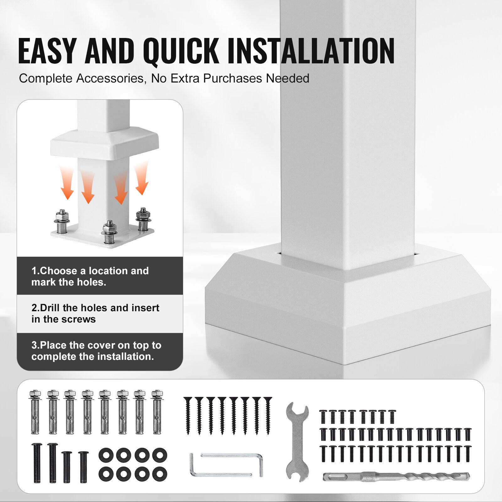 VEVOR Hand Rails for Outdoor Steps, Wrought Iron Railing, Porch And Stair Railing Kit