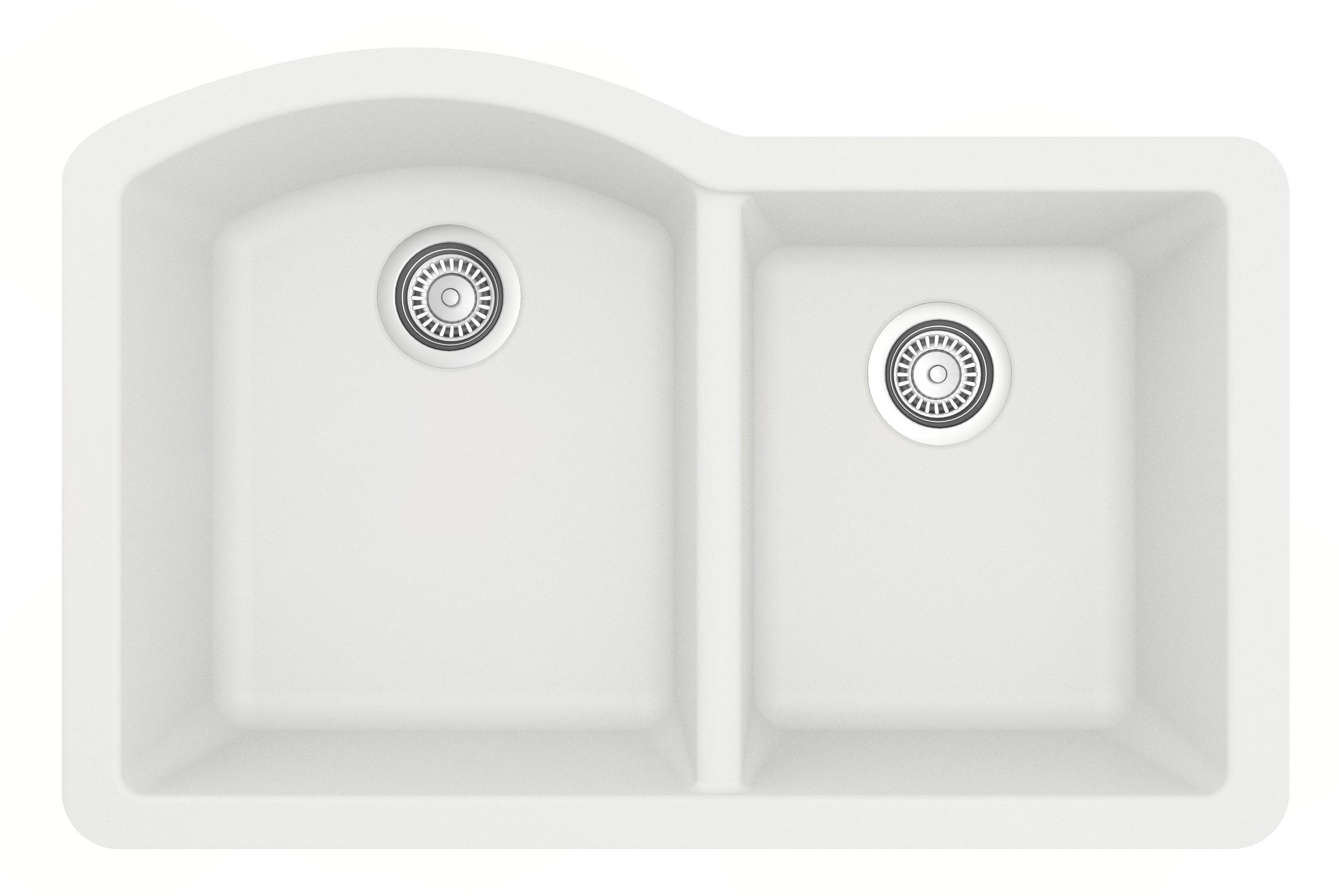 Karran Undermount Quartz Composite 32'' X 21'' 60/40 Double Bowl Kitchen Sink