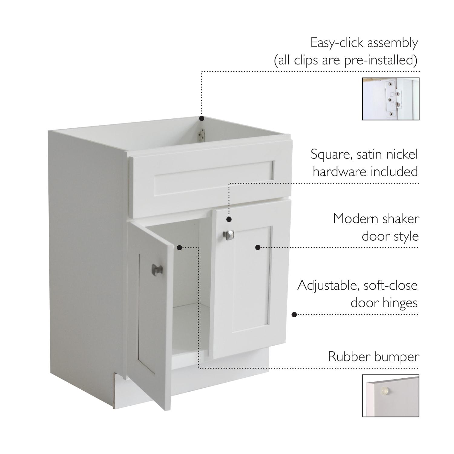 Brookings 24 Inch Bathroom Vanity, Ready to Assemble, Solid Wood, Sherwin Williams – Design House, 587063