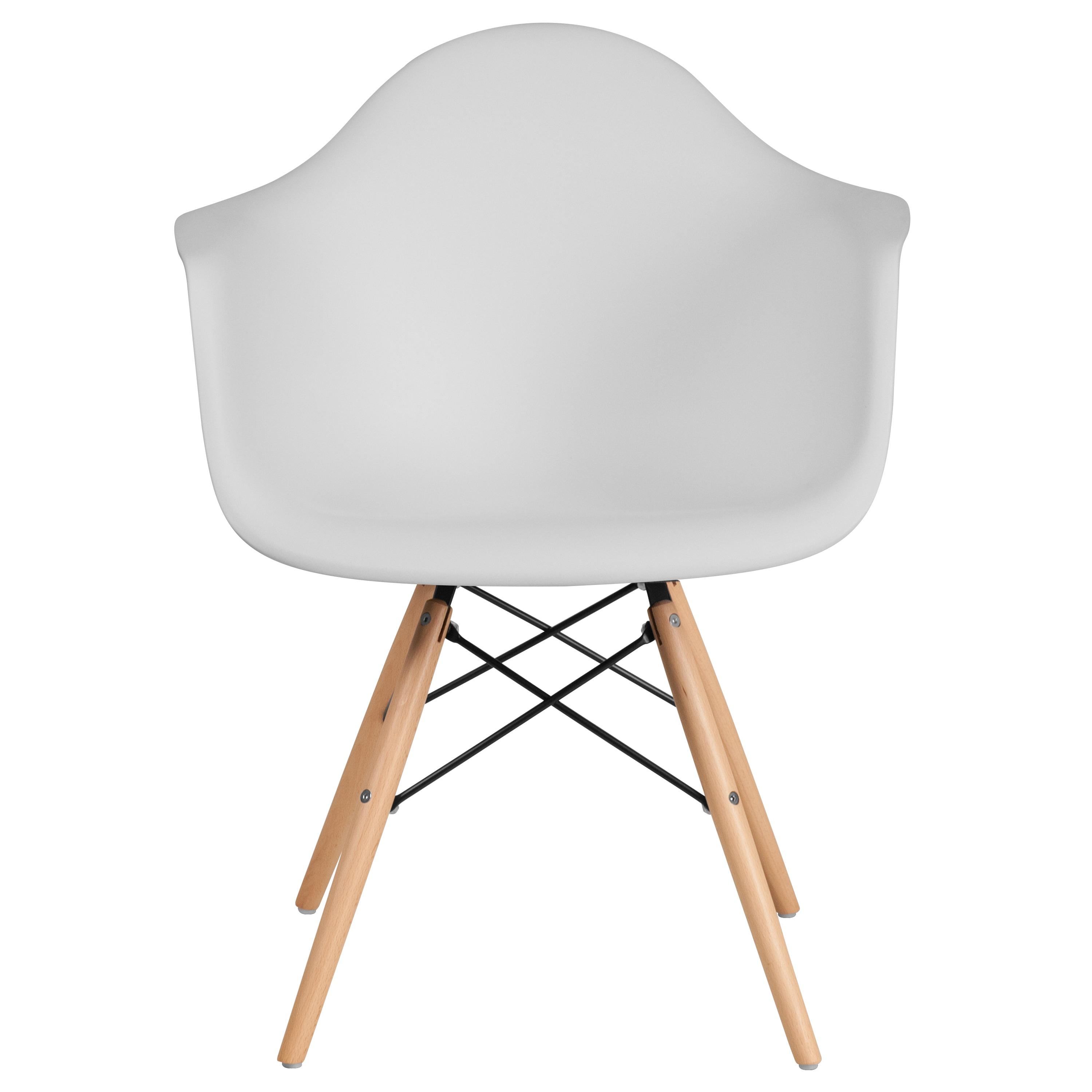 Flash Furniture Alonza Series White Plastic Chair with Wooden Legs