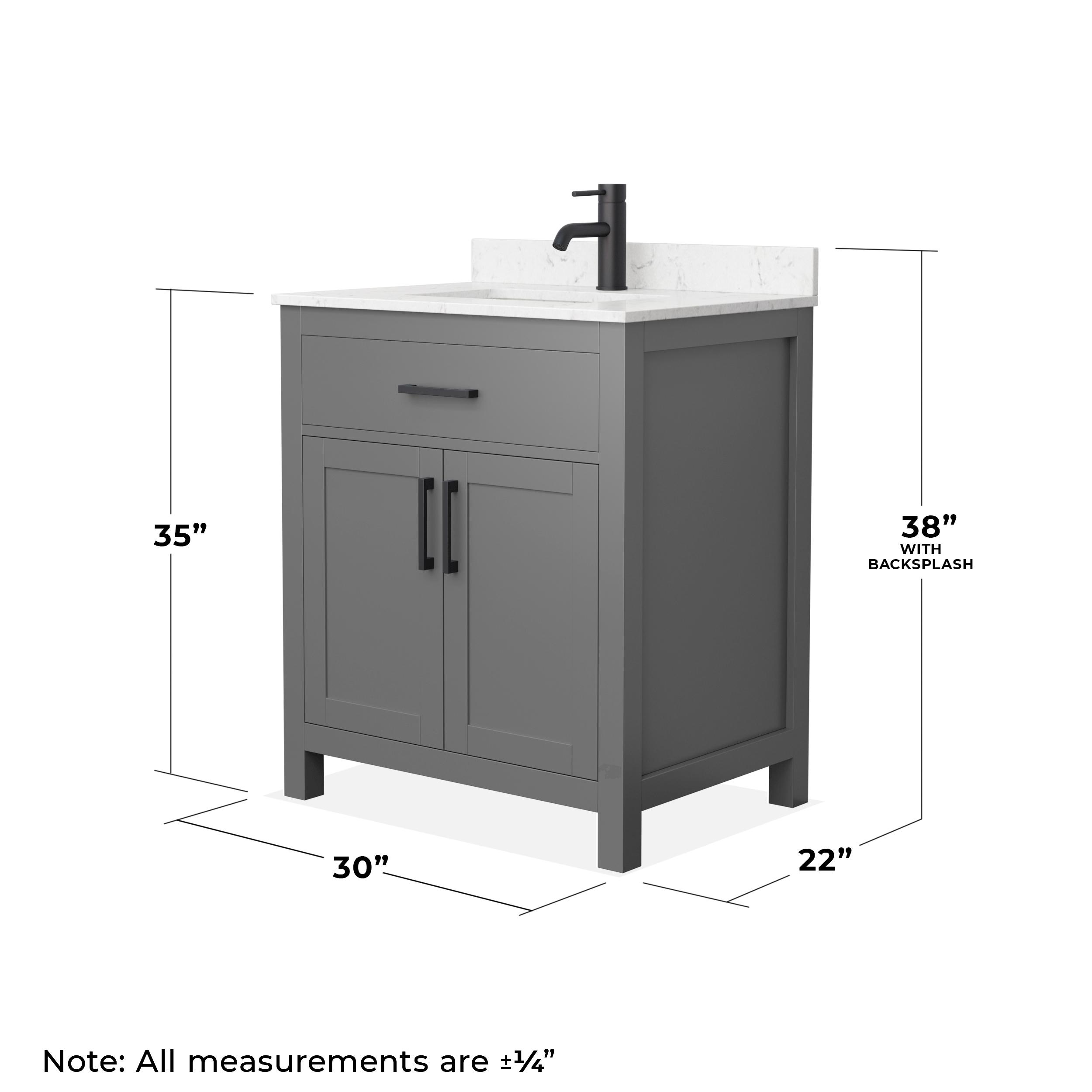 Wyndham Collection Beckett 30" Freestanding Single Bathroom Vanity with Cultured Marble Top
