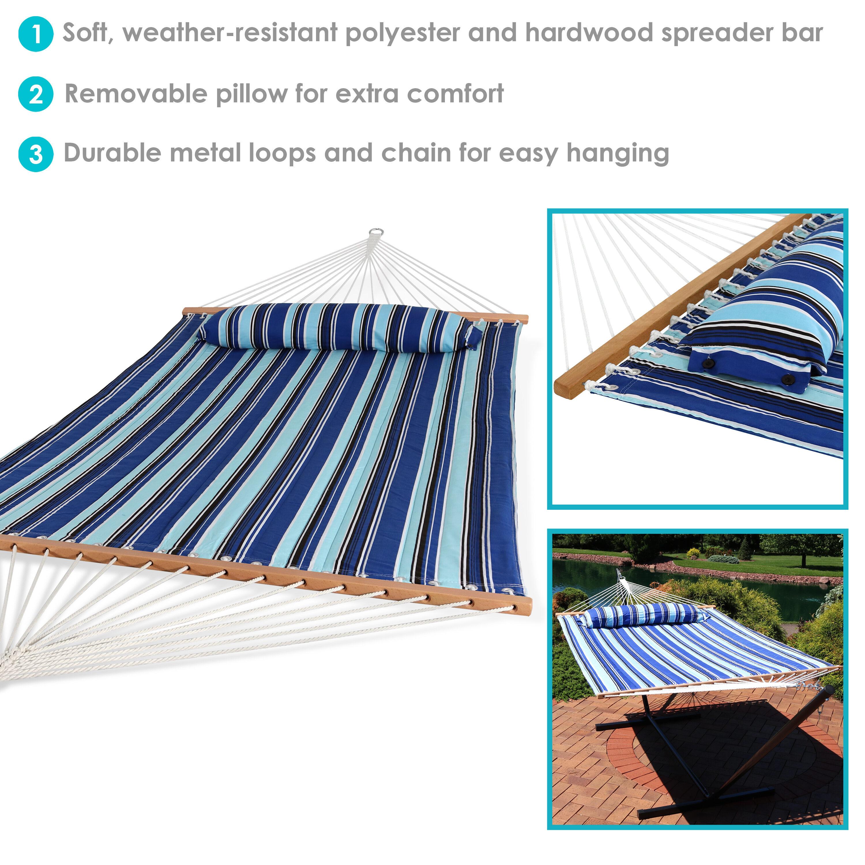 2-Person Quilted Polyester Spreader Bar Hammock