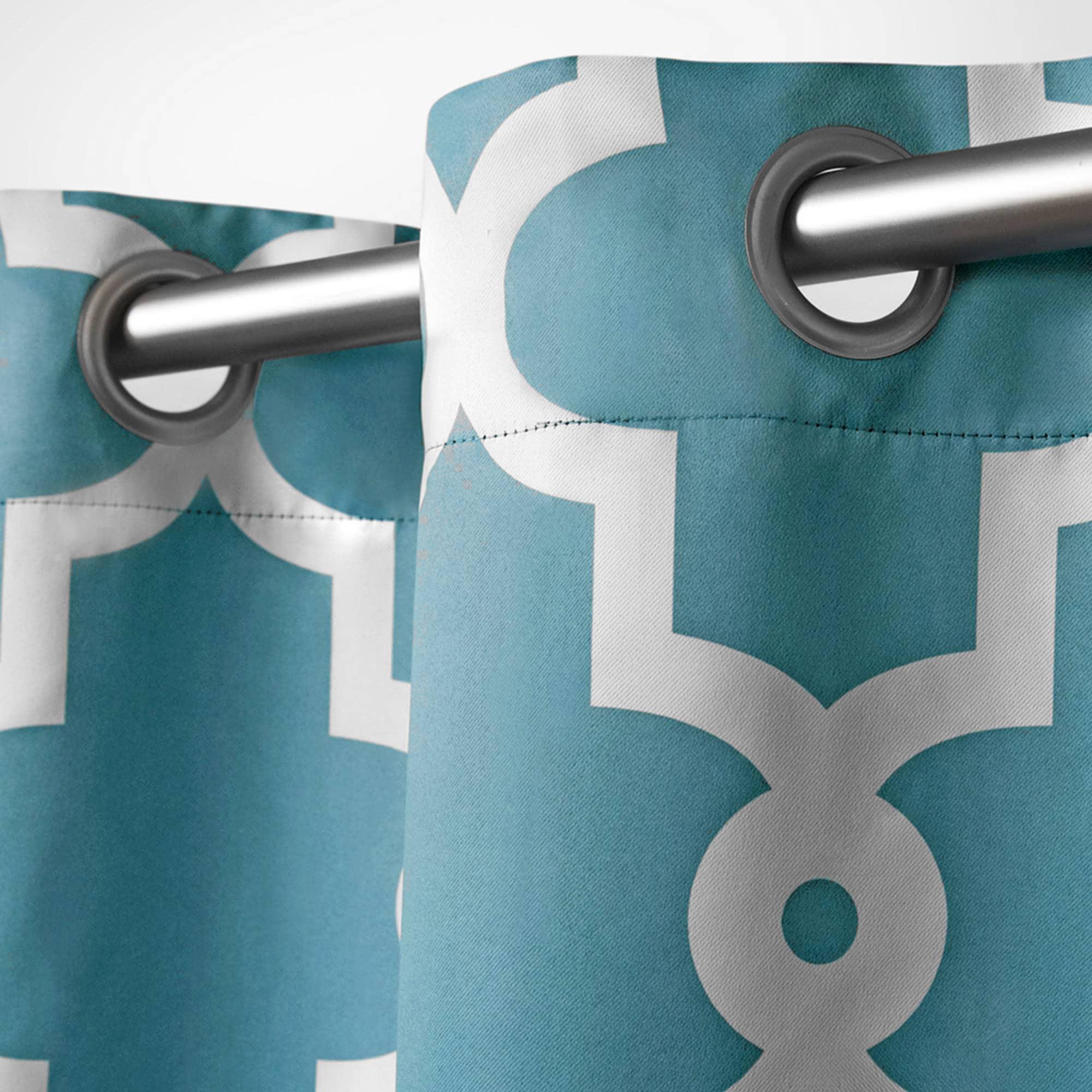 Set of 2 96"x52" Ironwork Sateen Woven Room Darkening Window Curtain Panel Teal - Exclusive Home