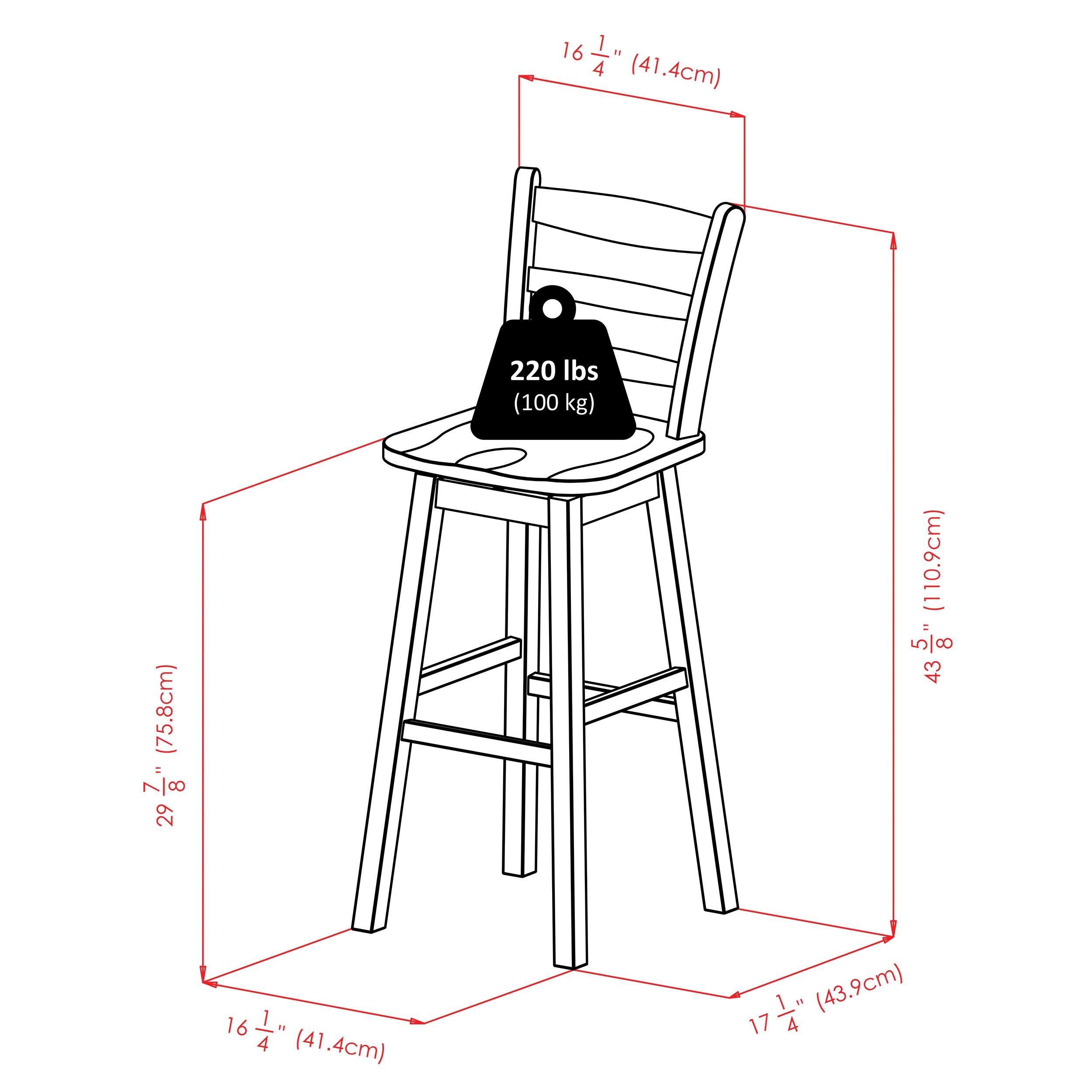 Winsome Scalera Ladder Back Swivel Seat Counter Height Barstool Walnut: Fixed Height, Wood Frame, 220lb Capacity