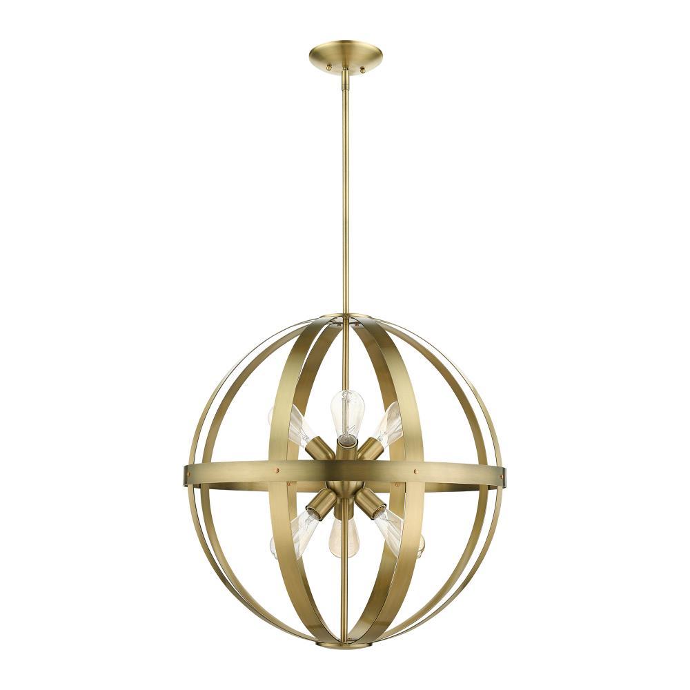 Livex Lighting Stoneridge 6 - Light Pendant in  Antique Brass